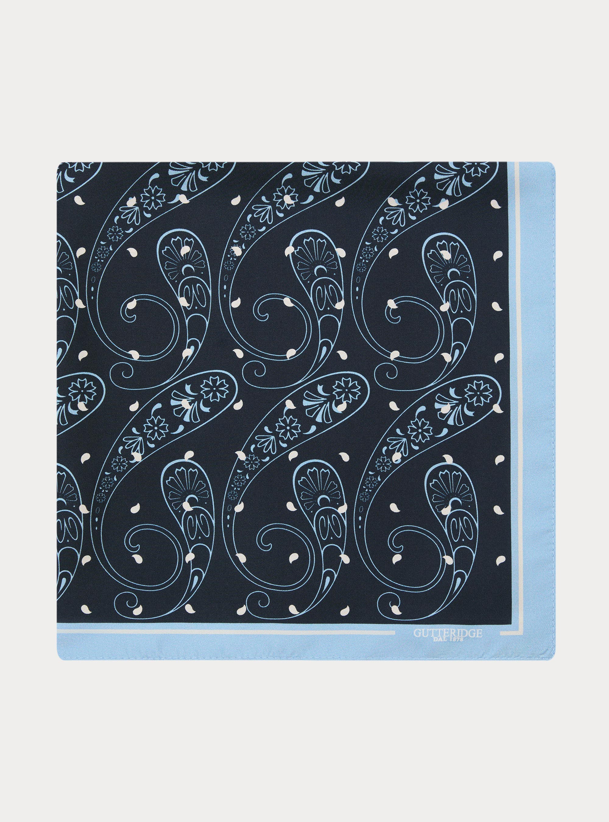 Foulard in seta stampata fantasia paisley, BLU NAVY