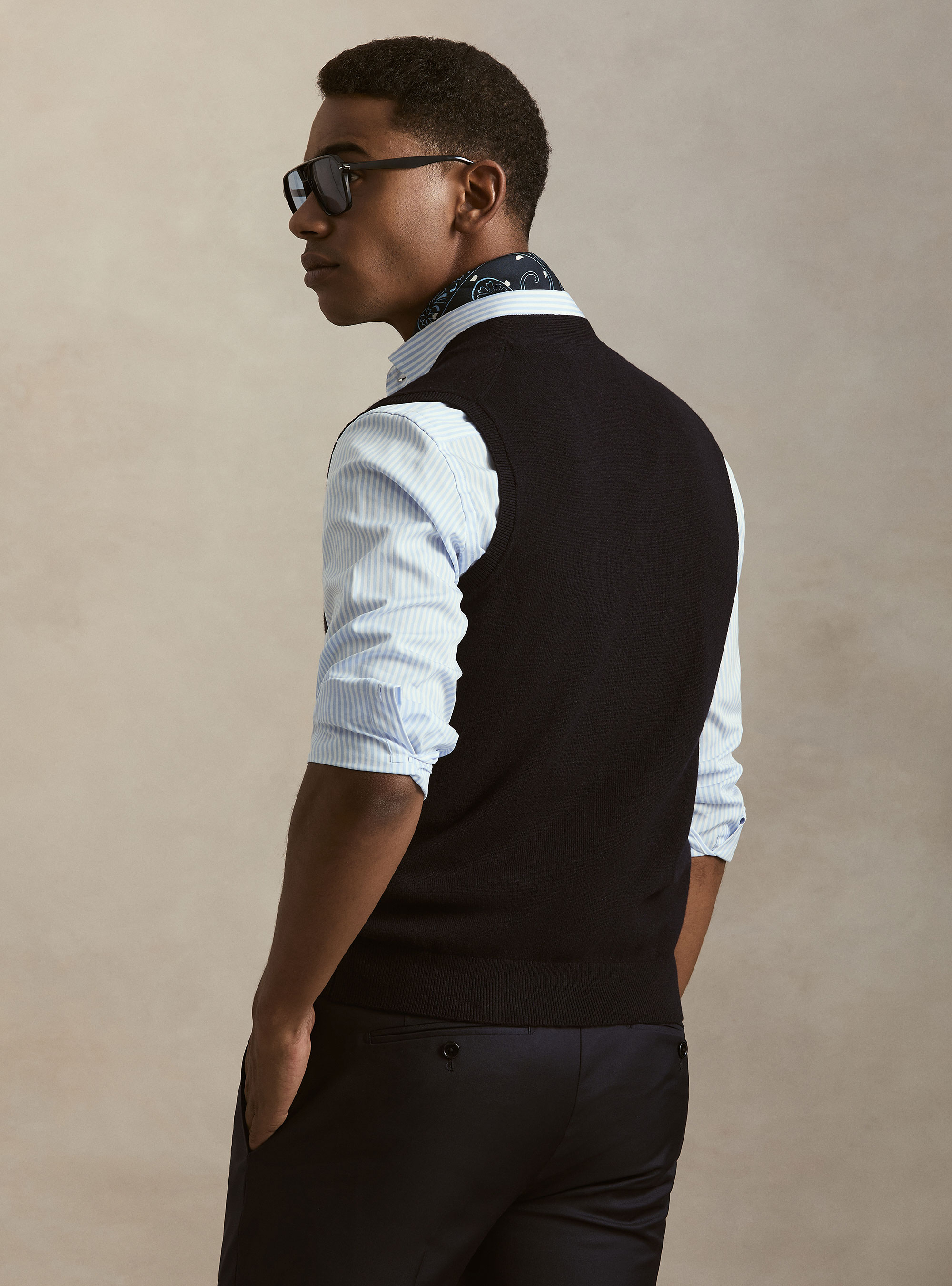 Gilet in maglia in lambswool e cashmere, BLU NAVY