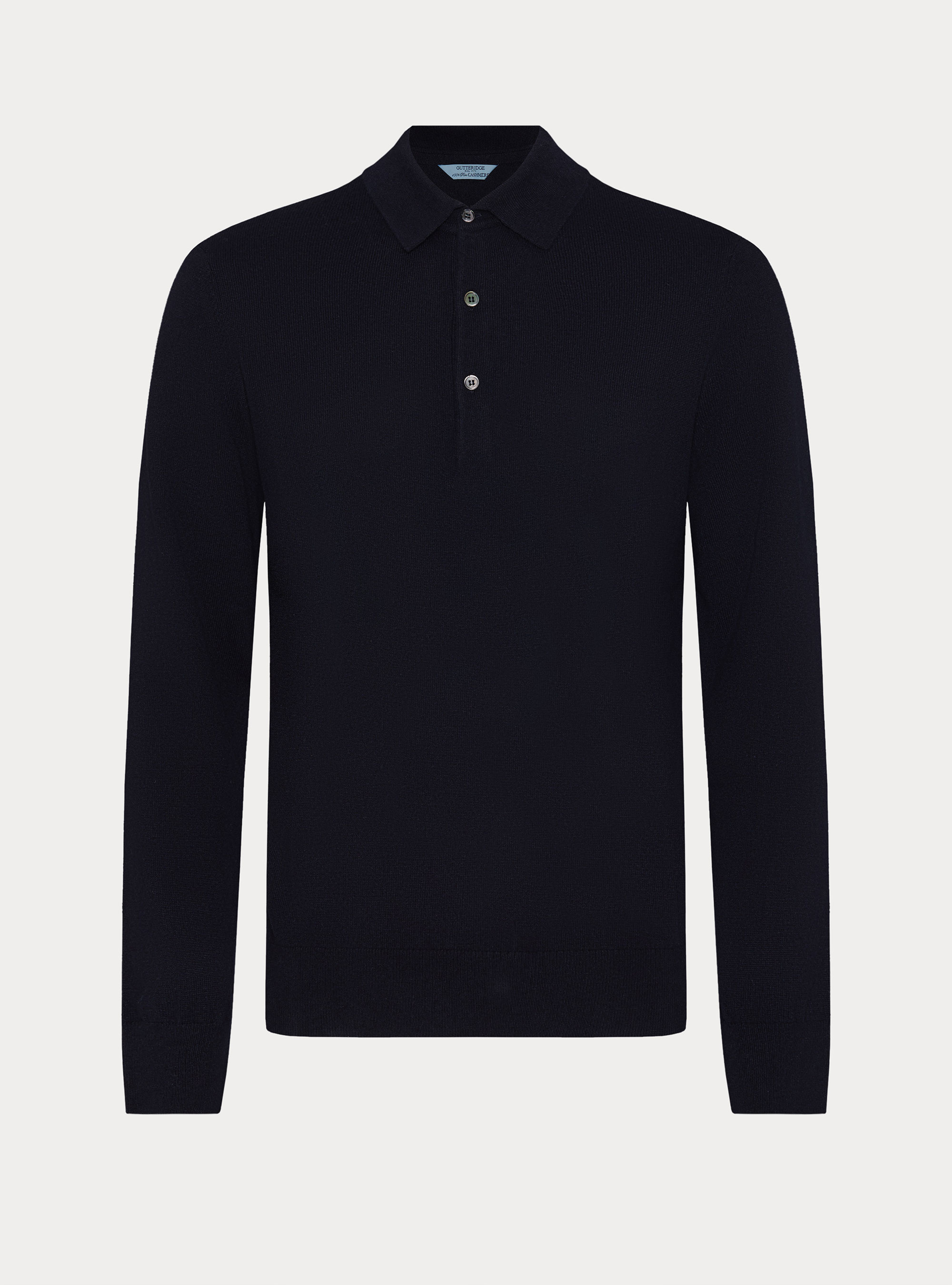 Polo a manica lunga in puro cashmere, BLU NAVY