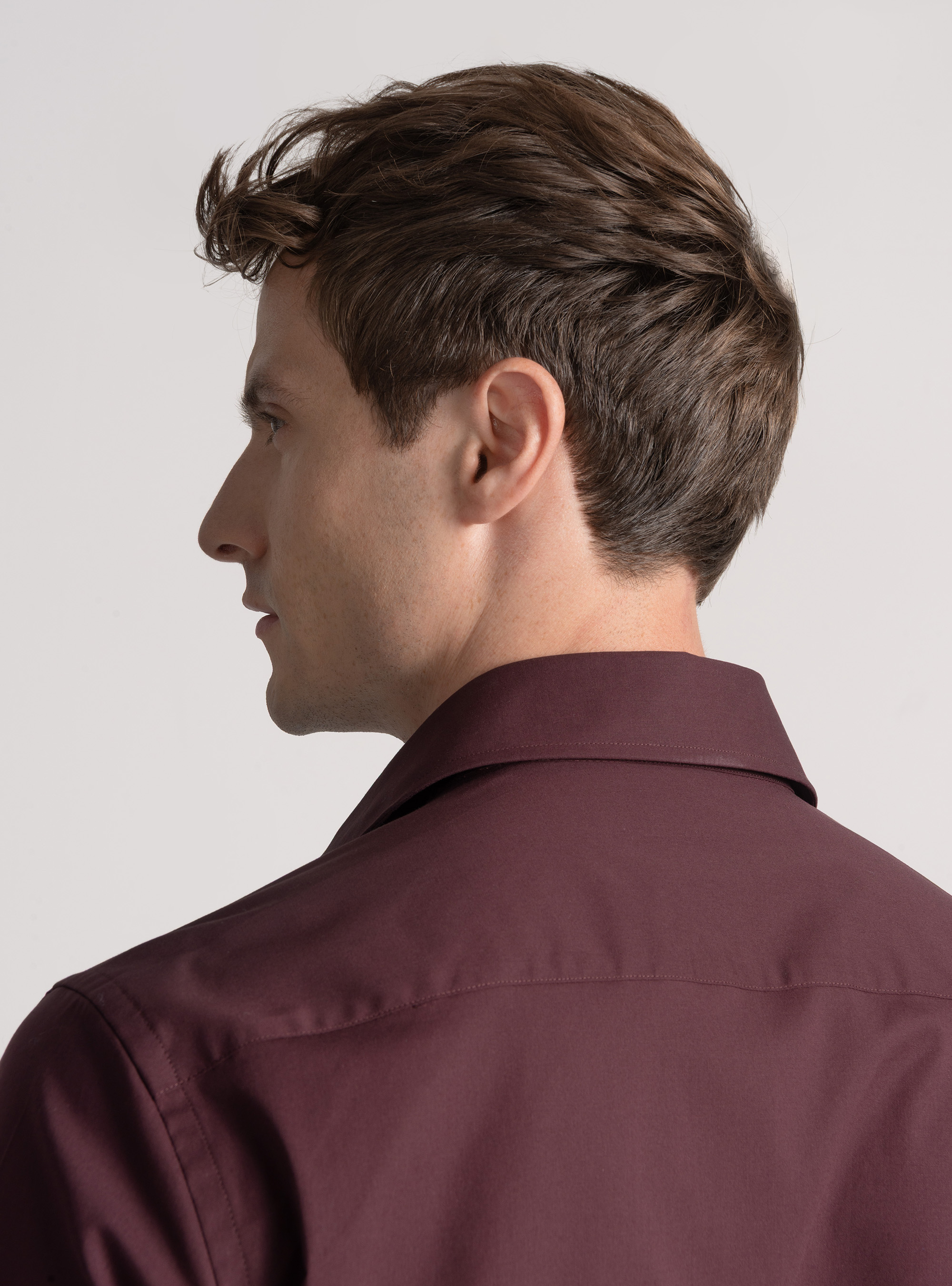 Camicia in cotone popeline stretch, BORDEAUX