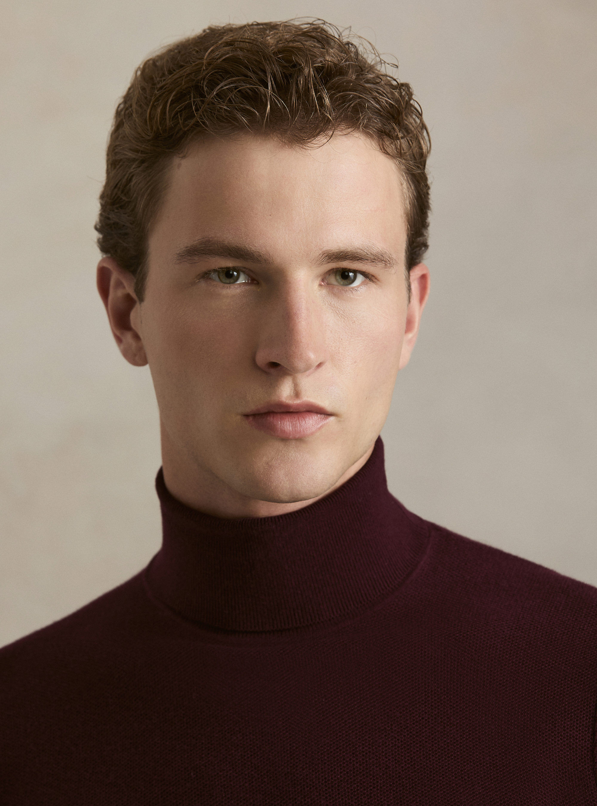 Dolcevita in maglia nido d'ape in cotone e cashmere, BORDEAUX
