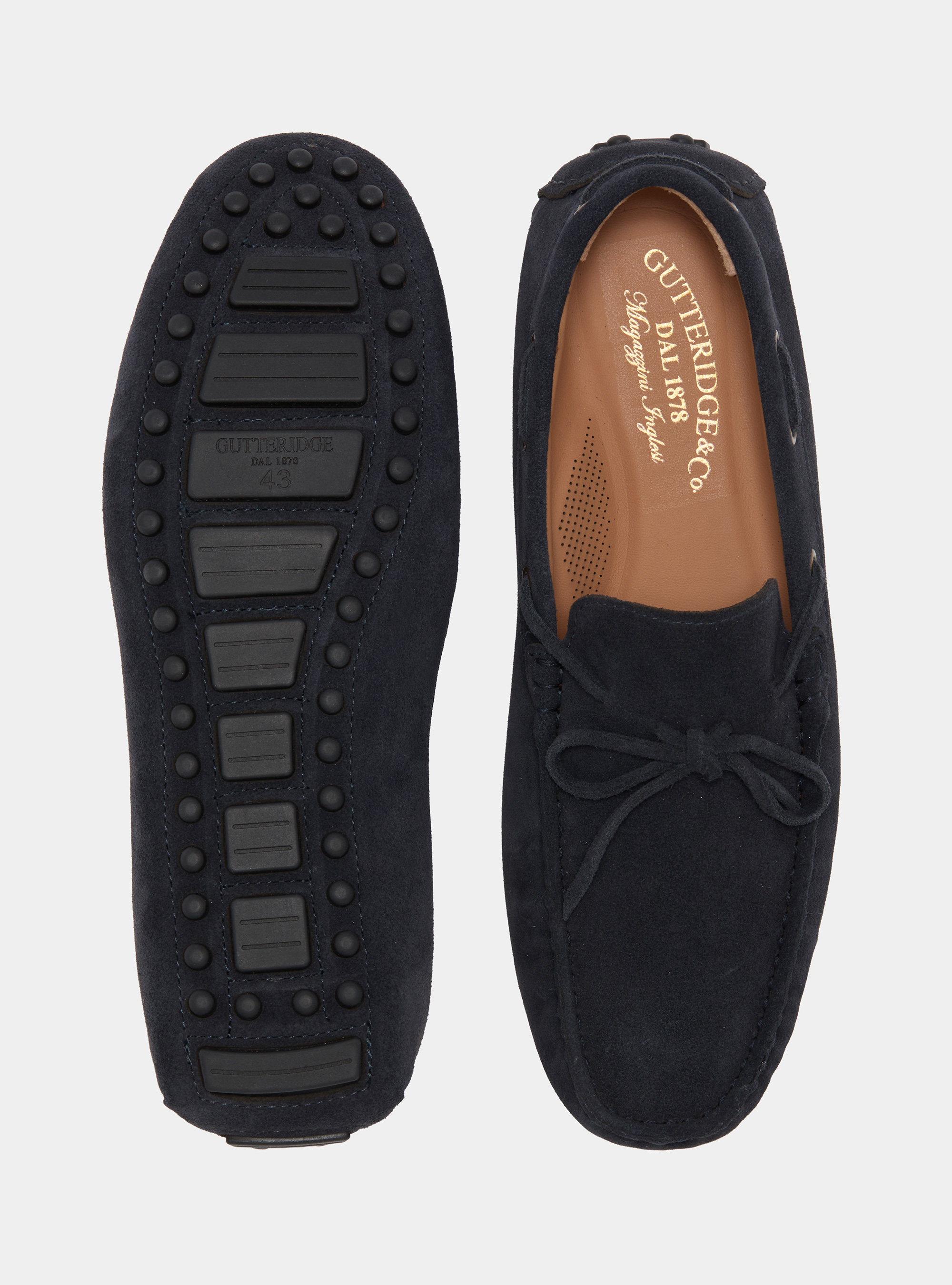 Mocassini da barca in suede, BLU NAVY