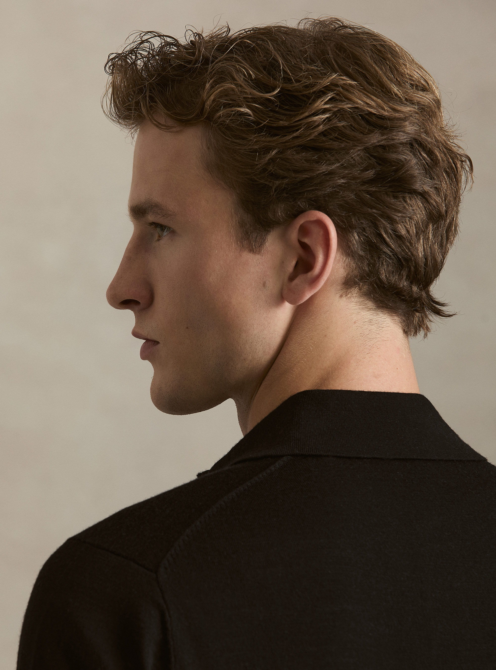 Polo in maglia in lana merino extrafine, NERO