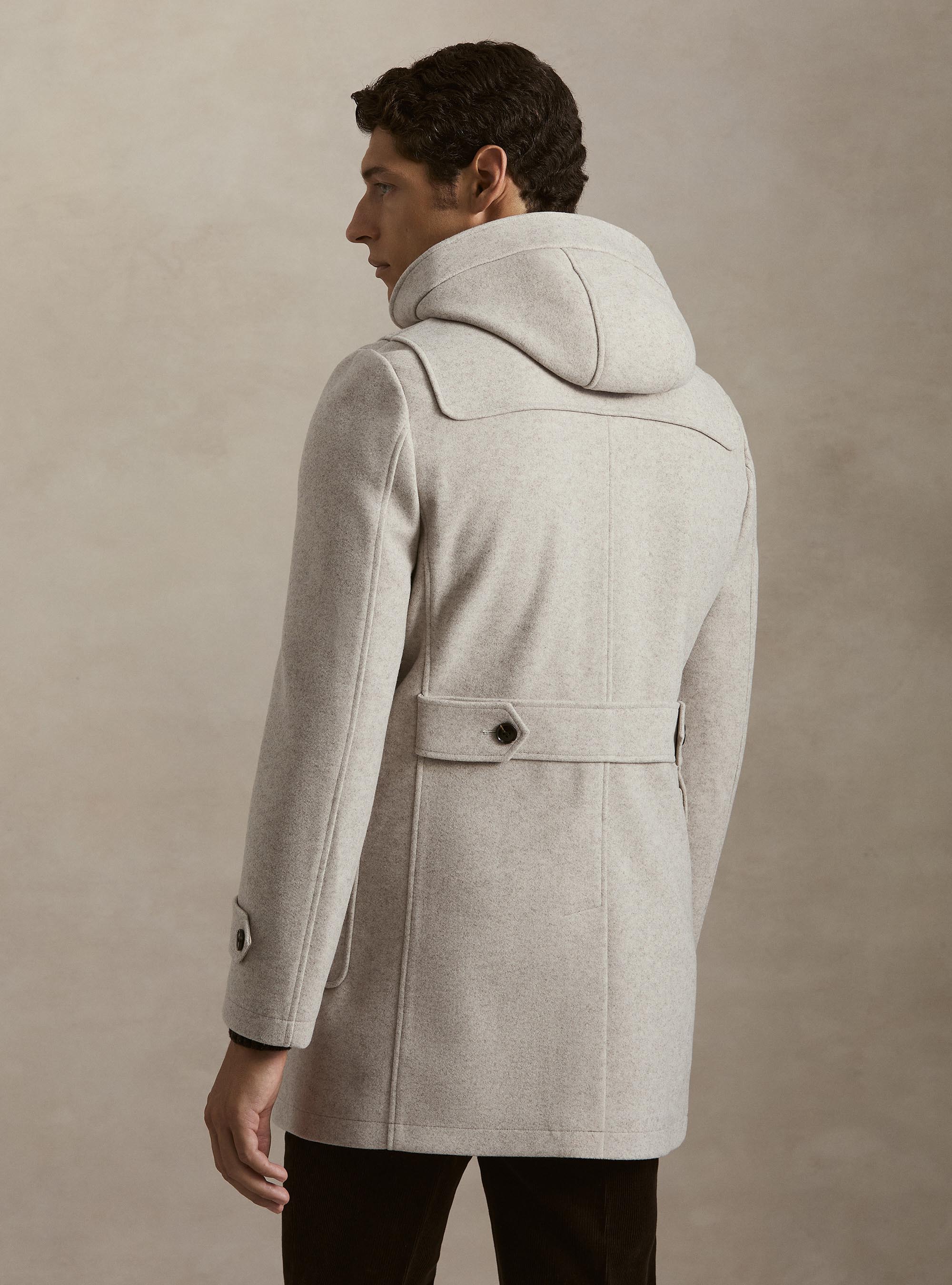 Montgomery con cappuccio in misto lana, ECRU