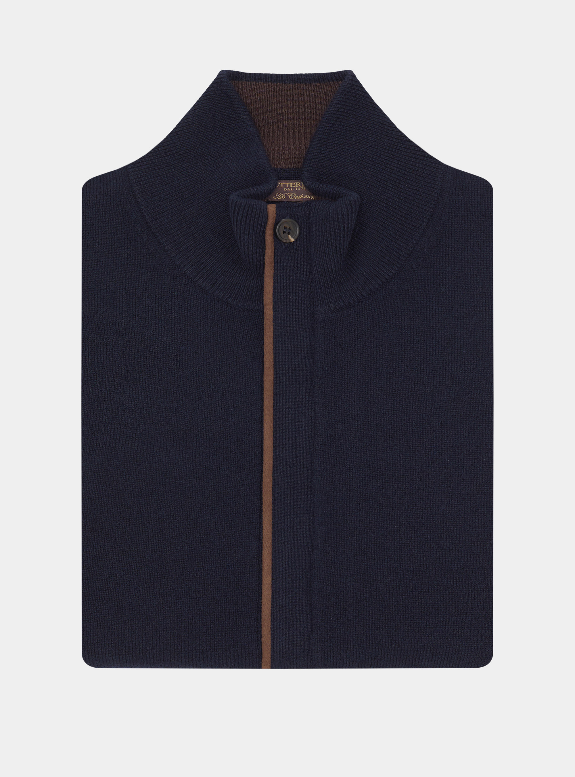 Cardigan con zip in lana lambswool e cashmere, BLU NAVY