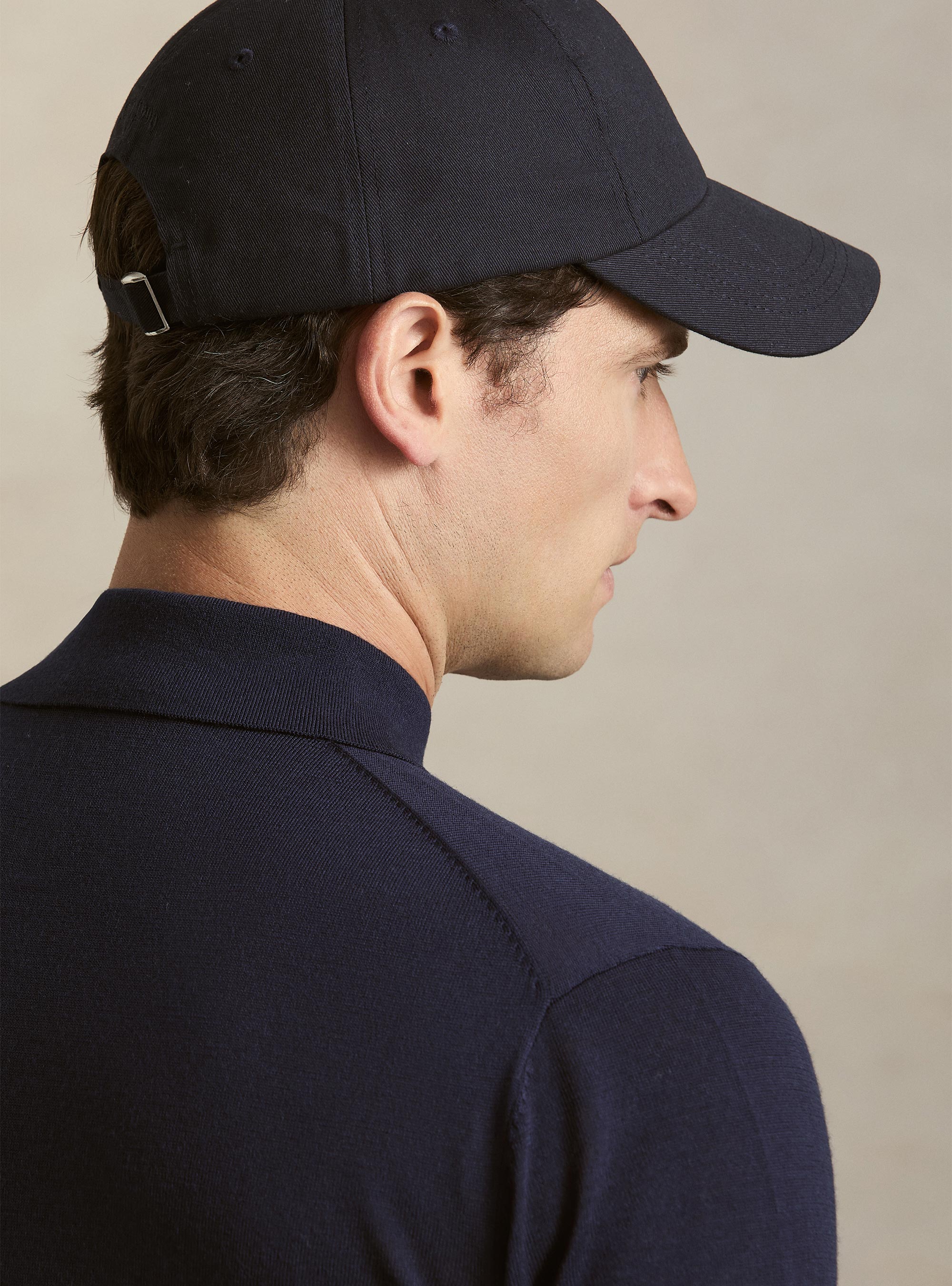 Polo in maglia in lana merino extrafine, BLU