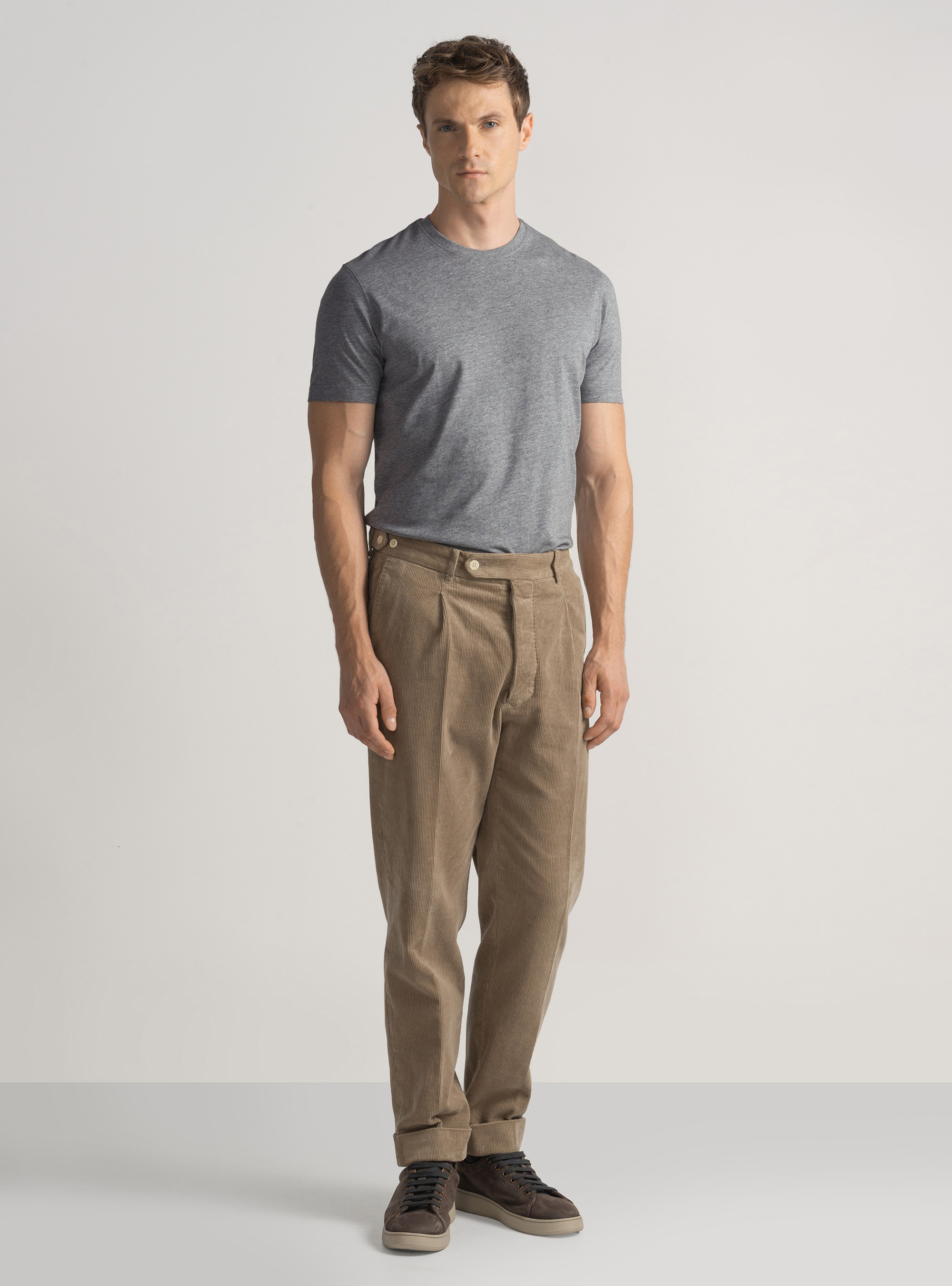 T-shirt mezza manica in cotone Supima, GRIGIO CHIARO