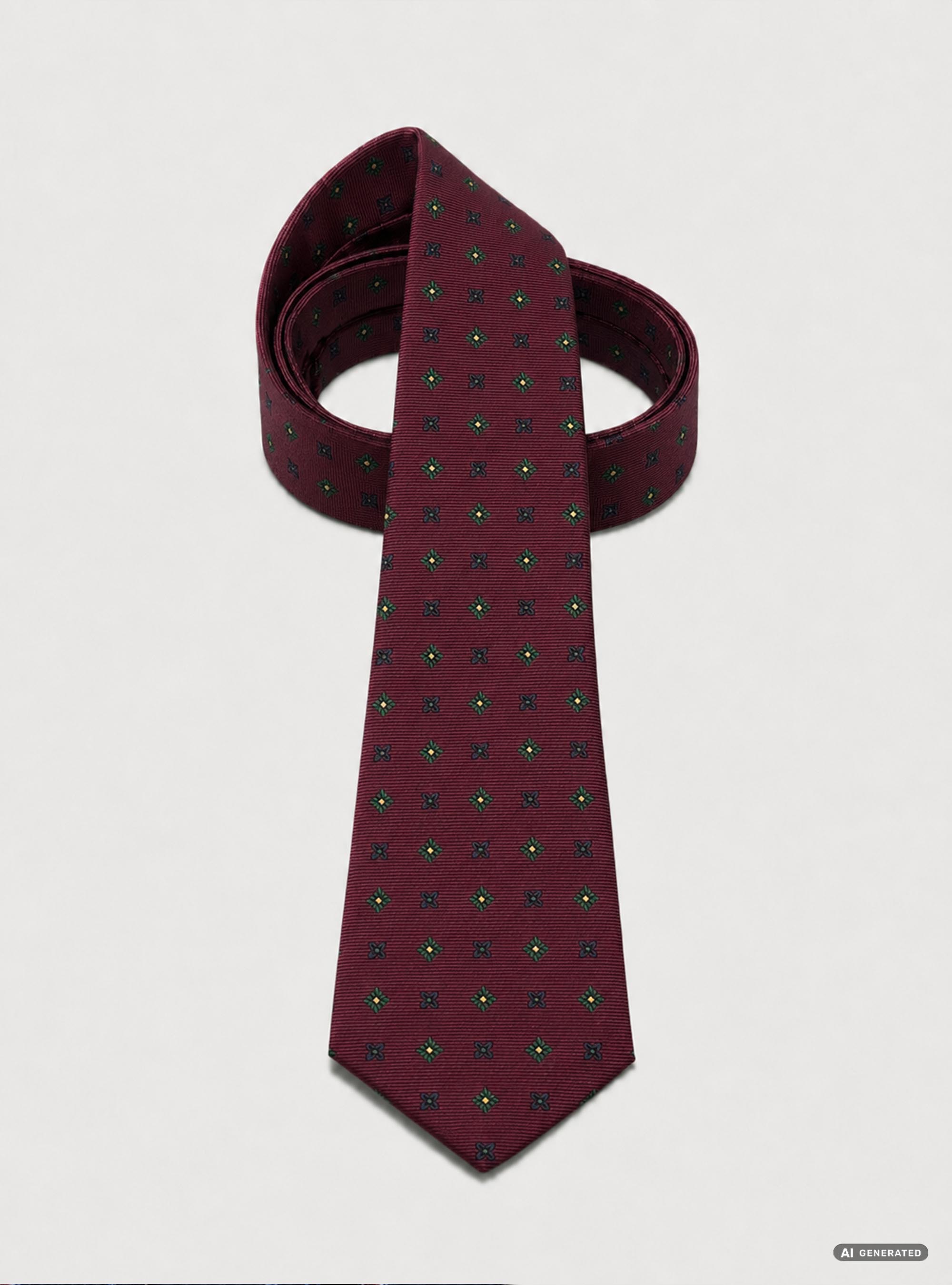 Cravatta in seta jacquard con micro fantasia fiori, BORDEAUX