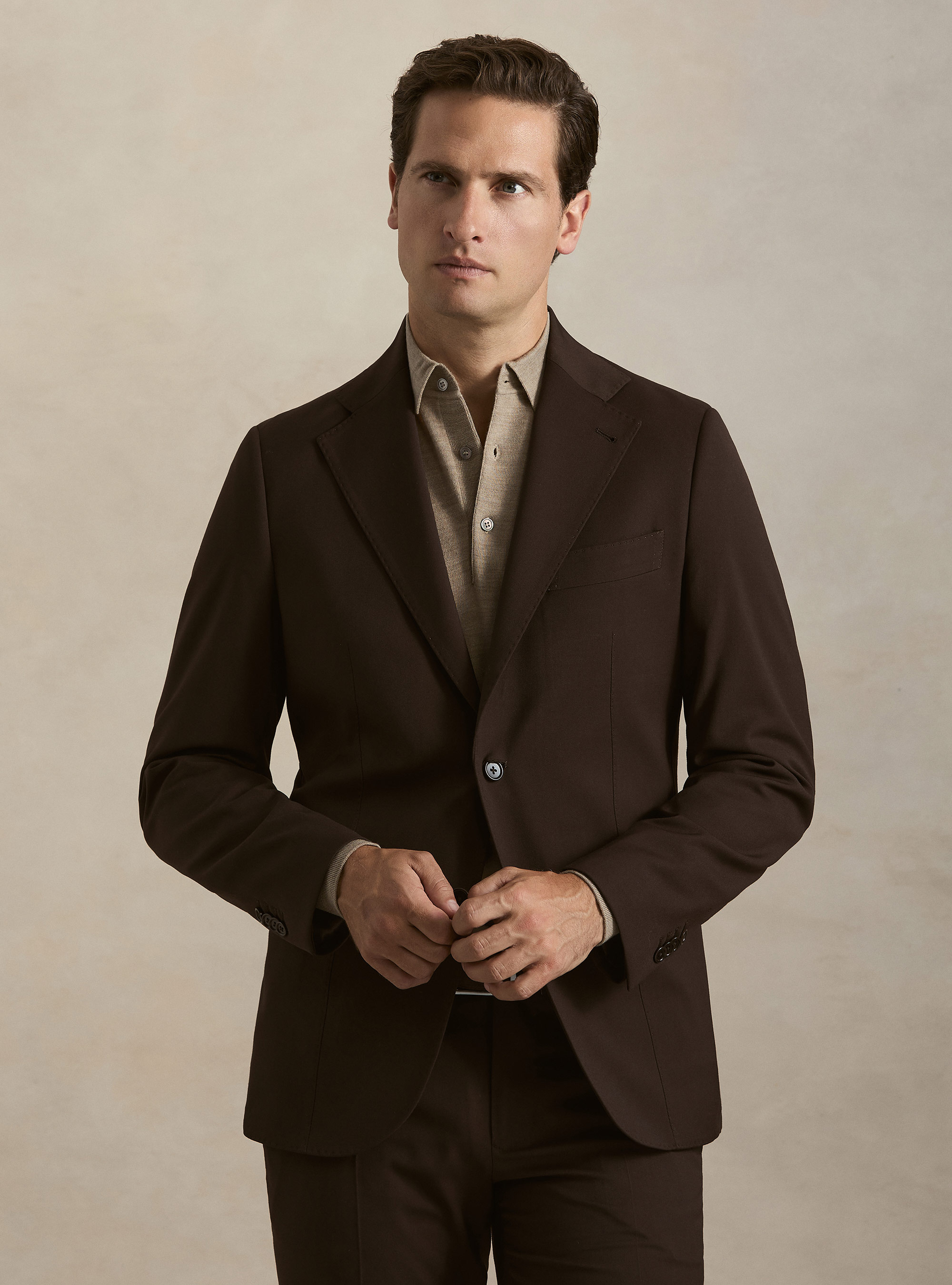 Giacca abito classico slim fit, MARRONE