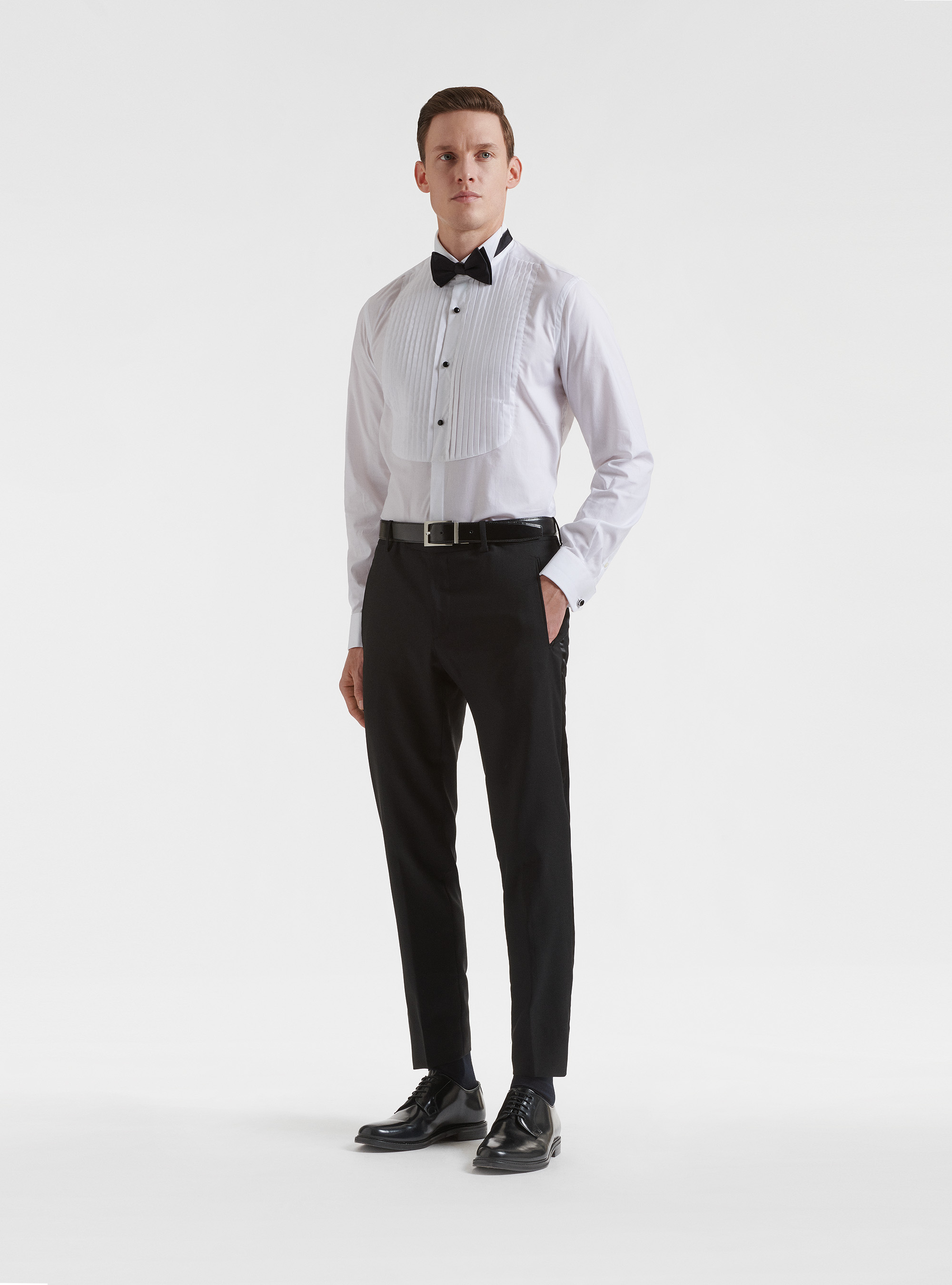 Pantaloni smoking in pura lana Vitale Barberis Canonico, NERO