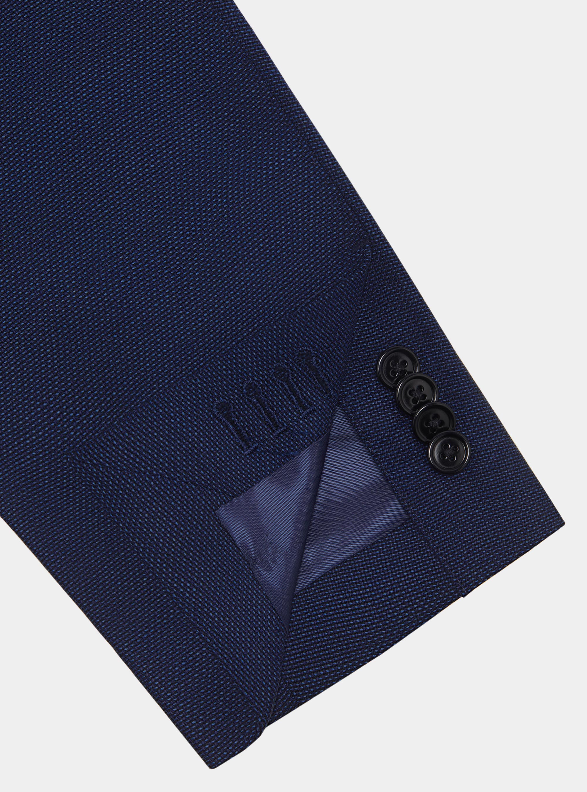 Giacca in pura lana micro texture, BLU