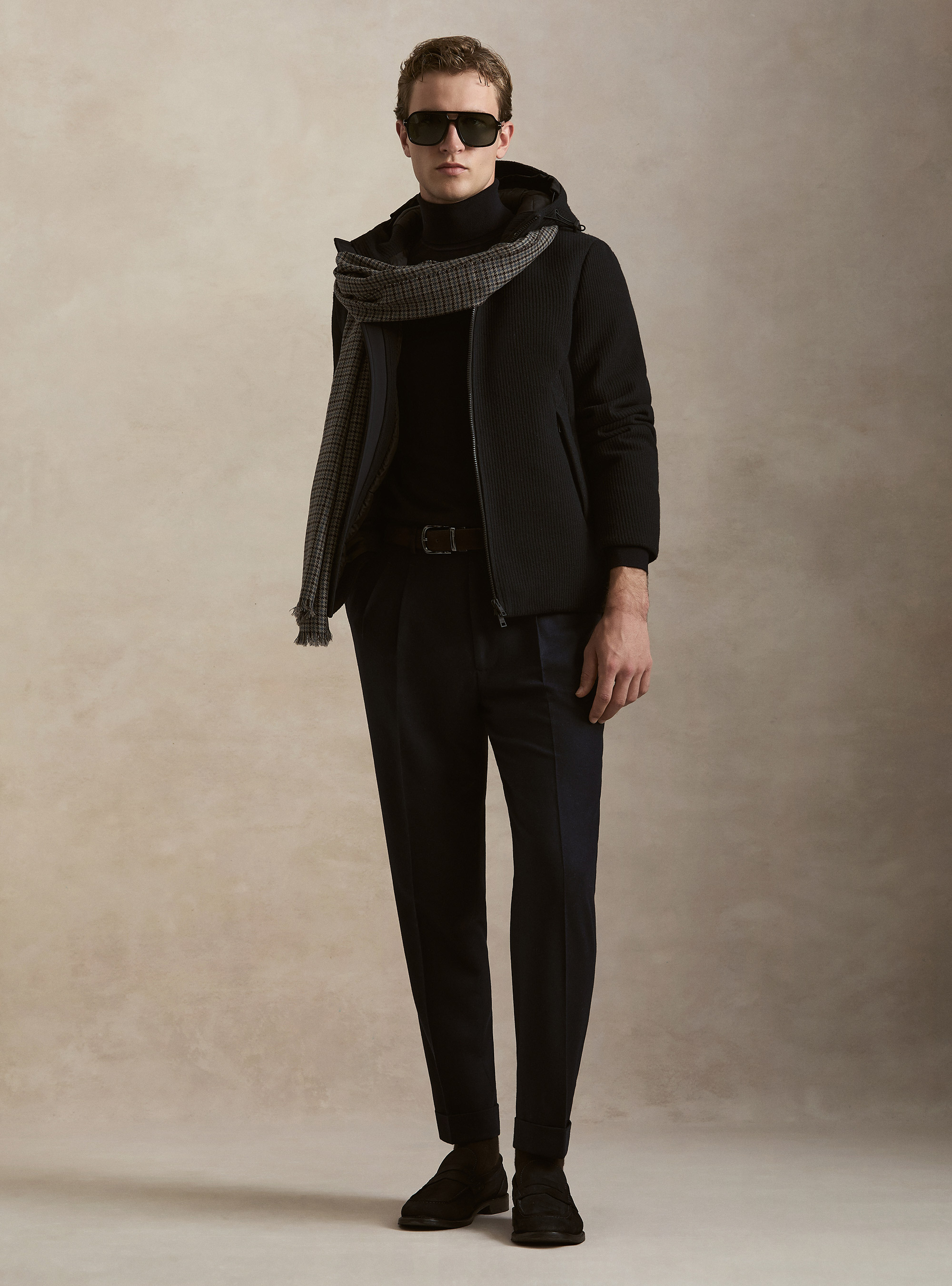 Giubbino imbottito  a coste con cappuccio, BLU NAVY