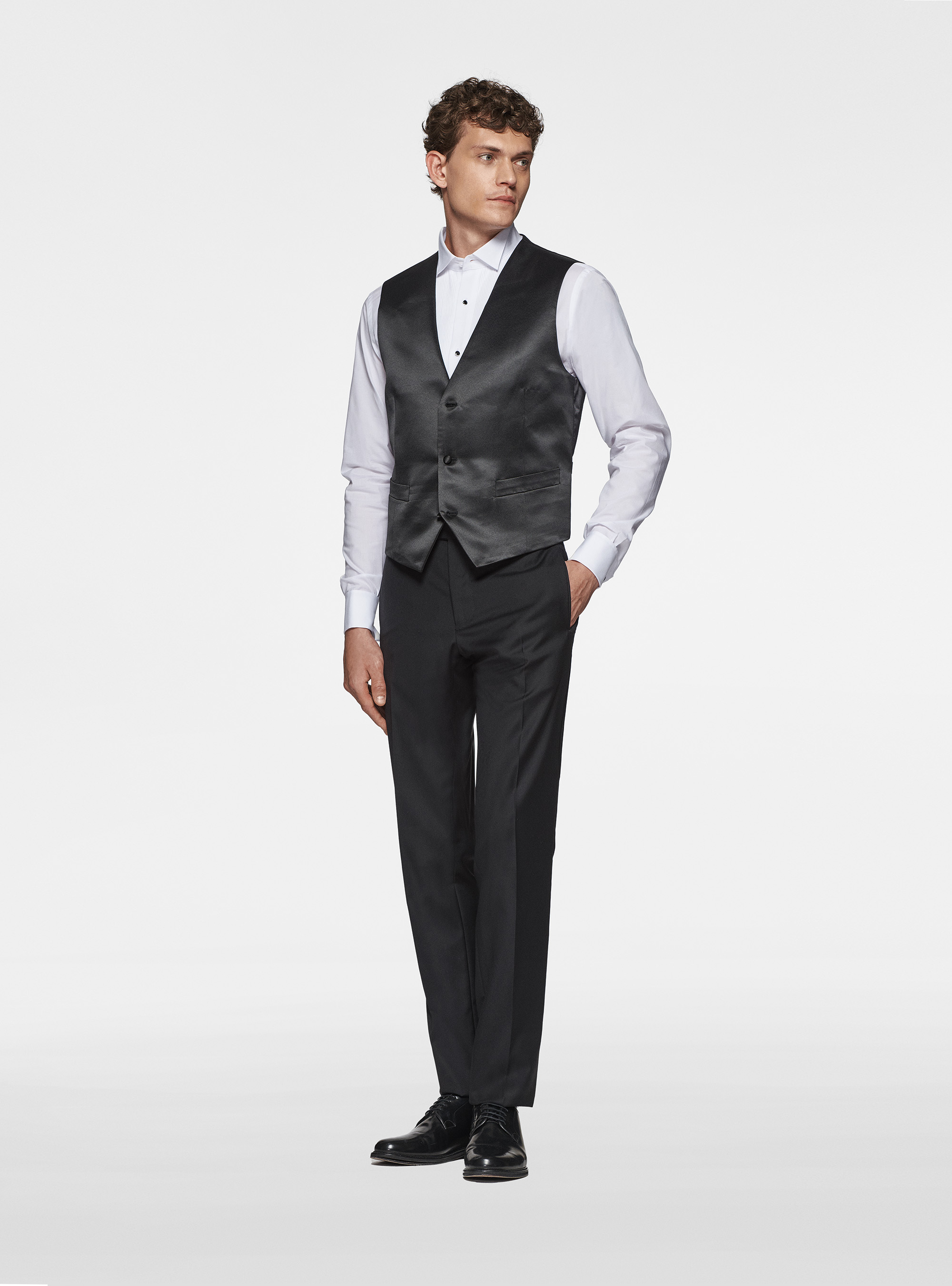 Panciotto smoking in satin, NERO