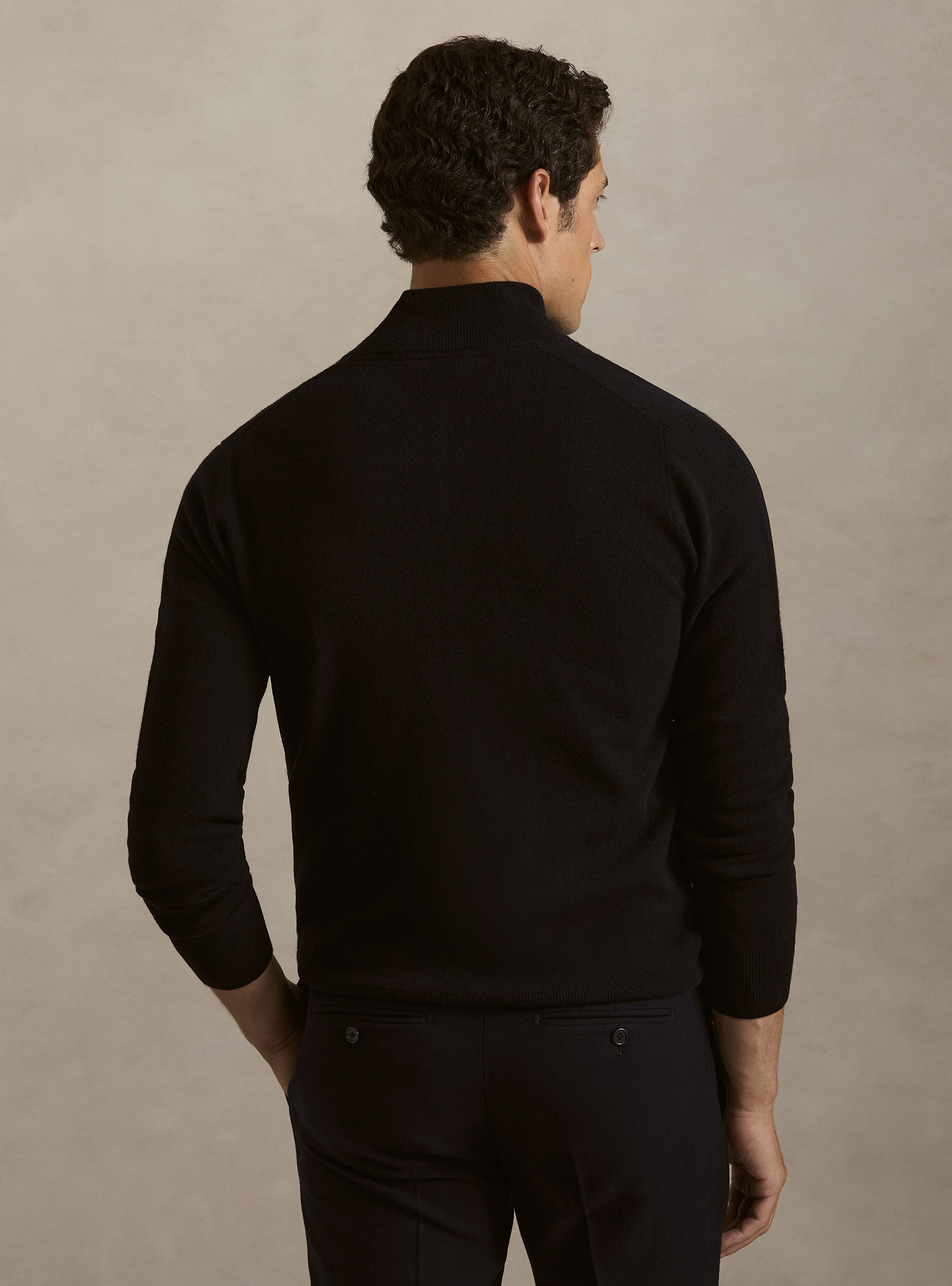 Cardigan con zip in lana lambswool e cashmere, BLU NAVY