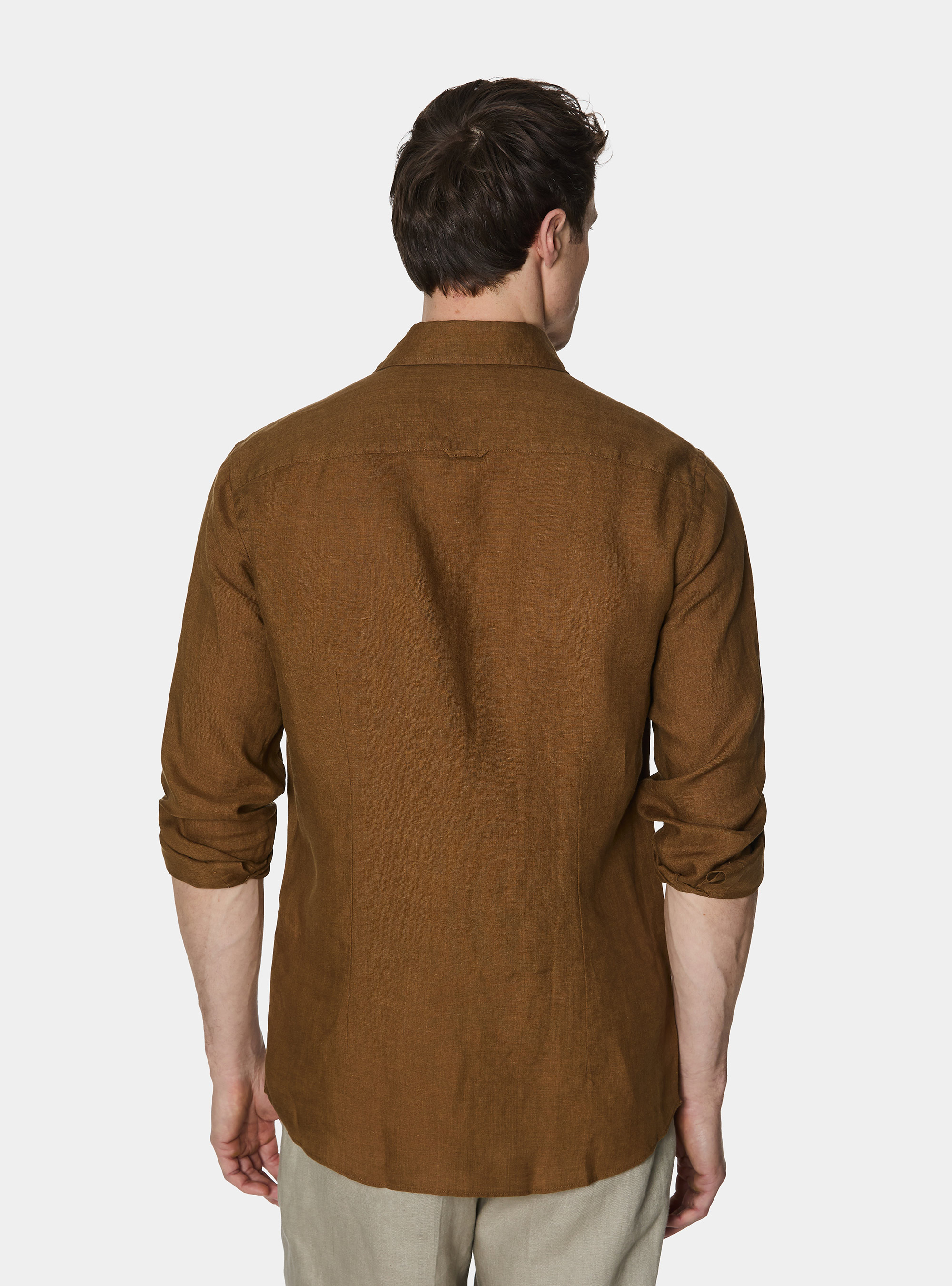 Camicia in puro lino, TABACCO