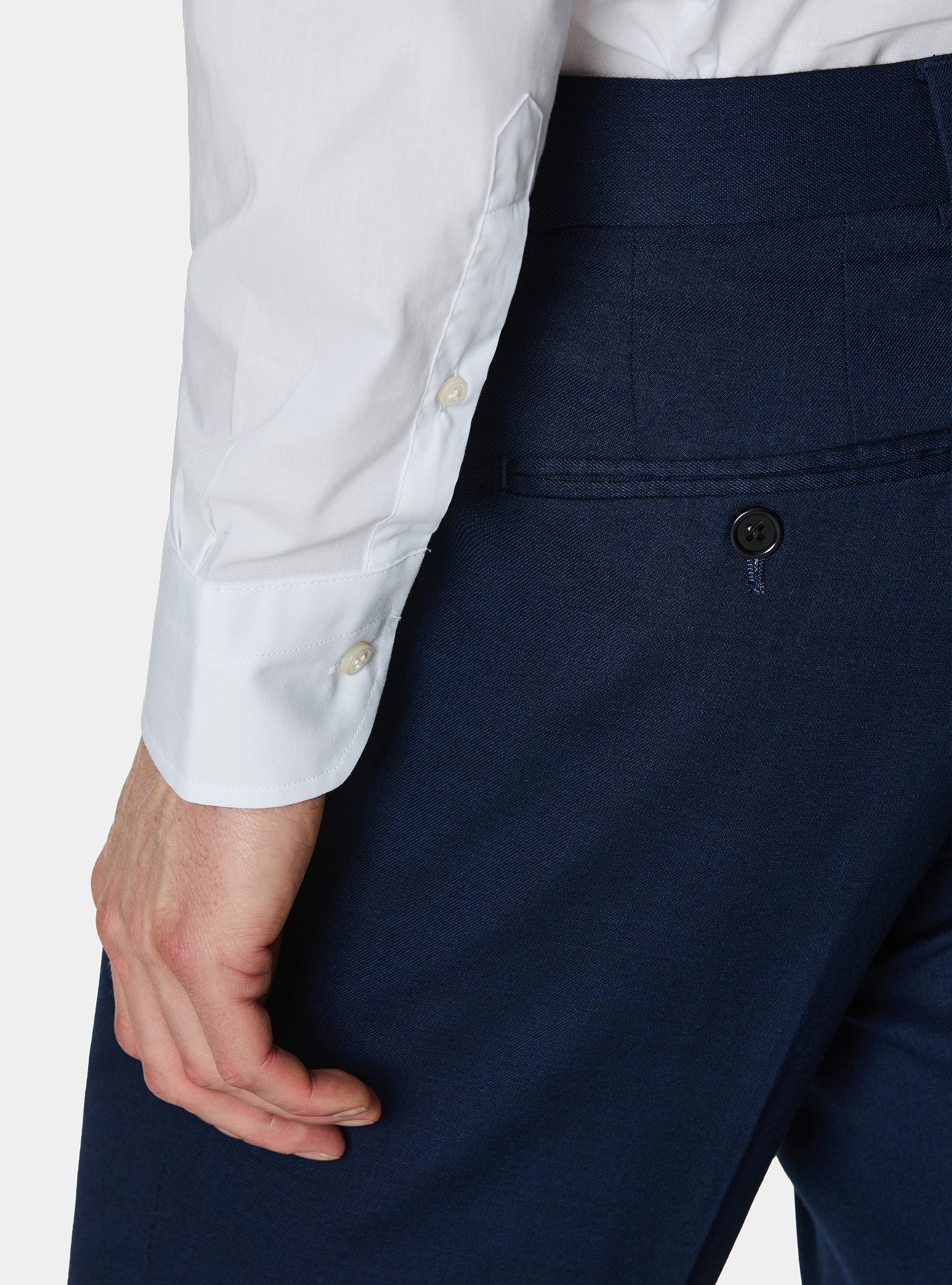 Camicia in cotone popeline stretch, BIANCO