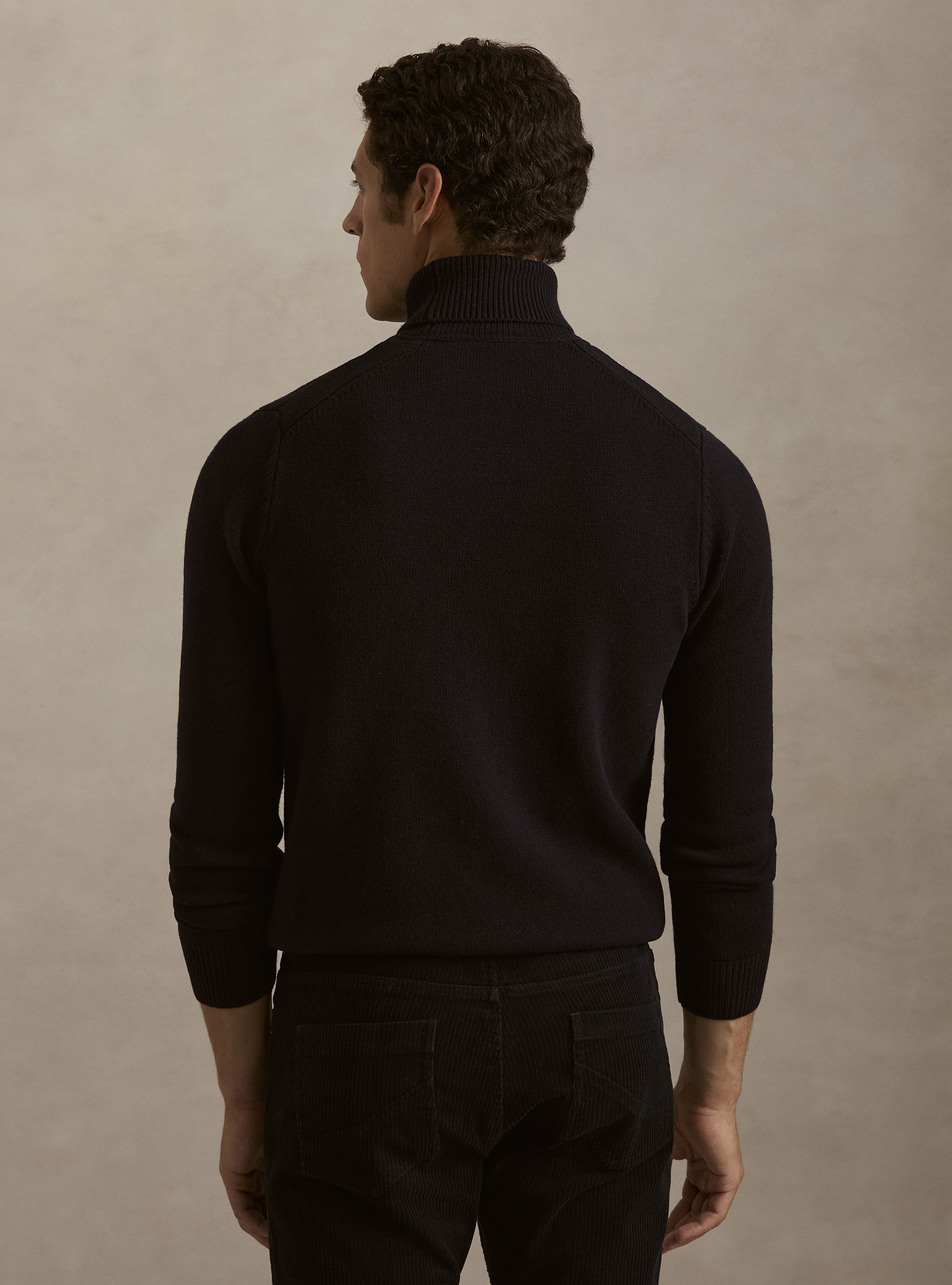 Collo alto in maglia di lana merino, BLU NAVY