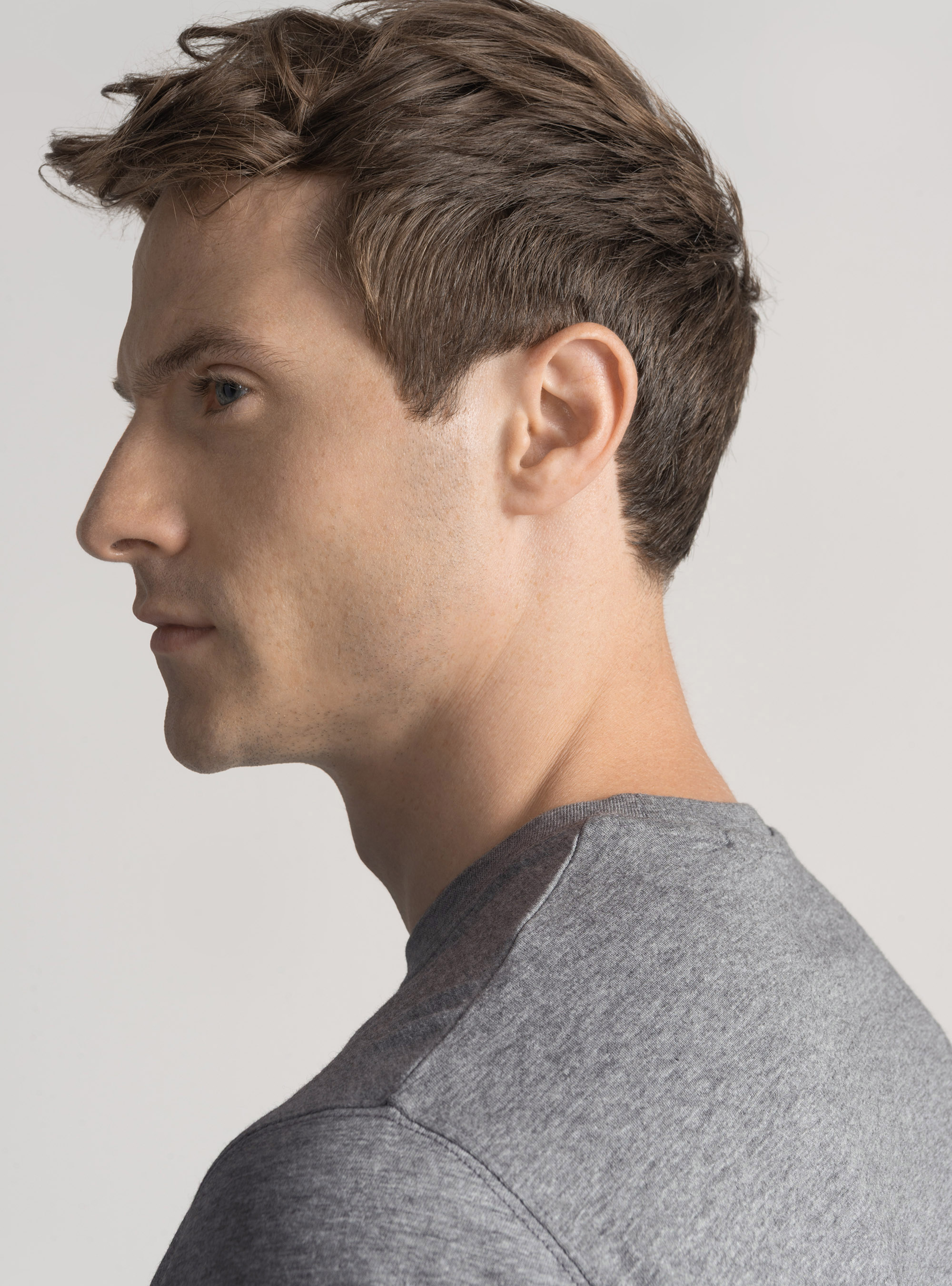 T-shirt mezza manica in cotone Supima, GRIGIO CHIARO