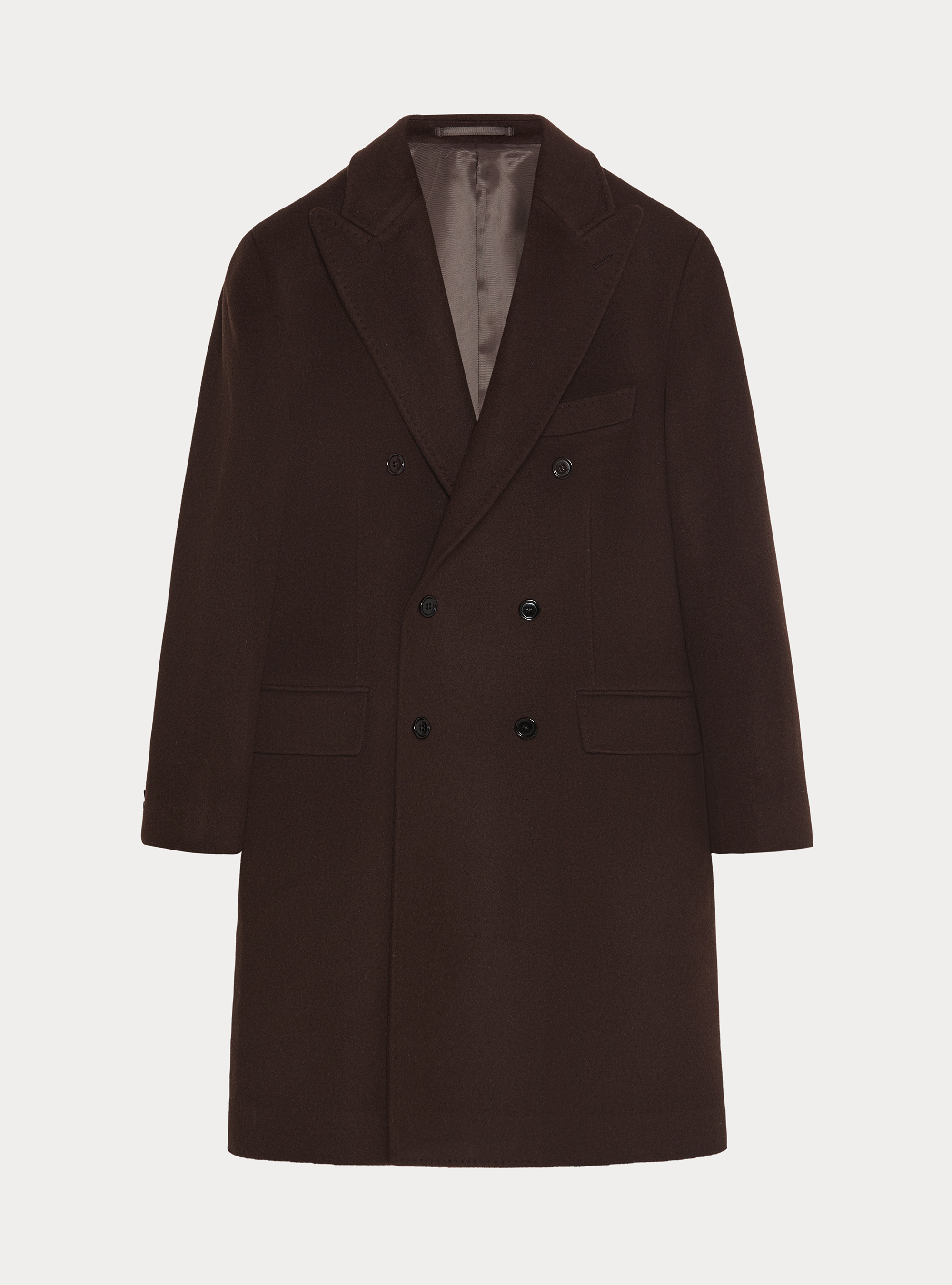 Cappotto doppiopetto in misto cashmere, MARRONE
