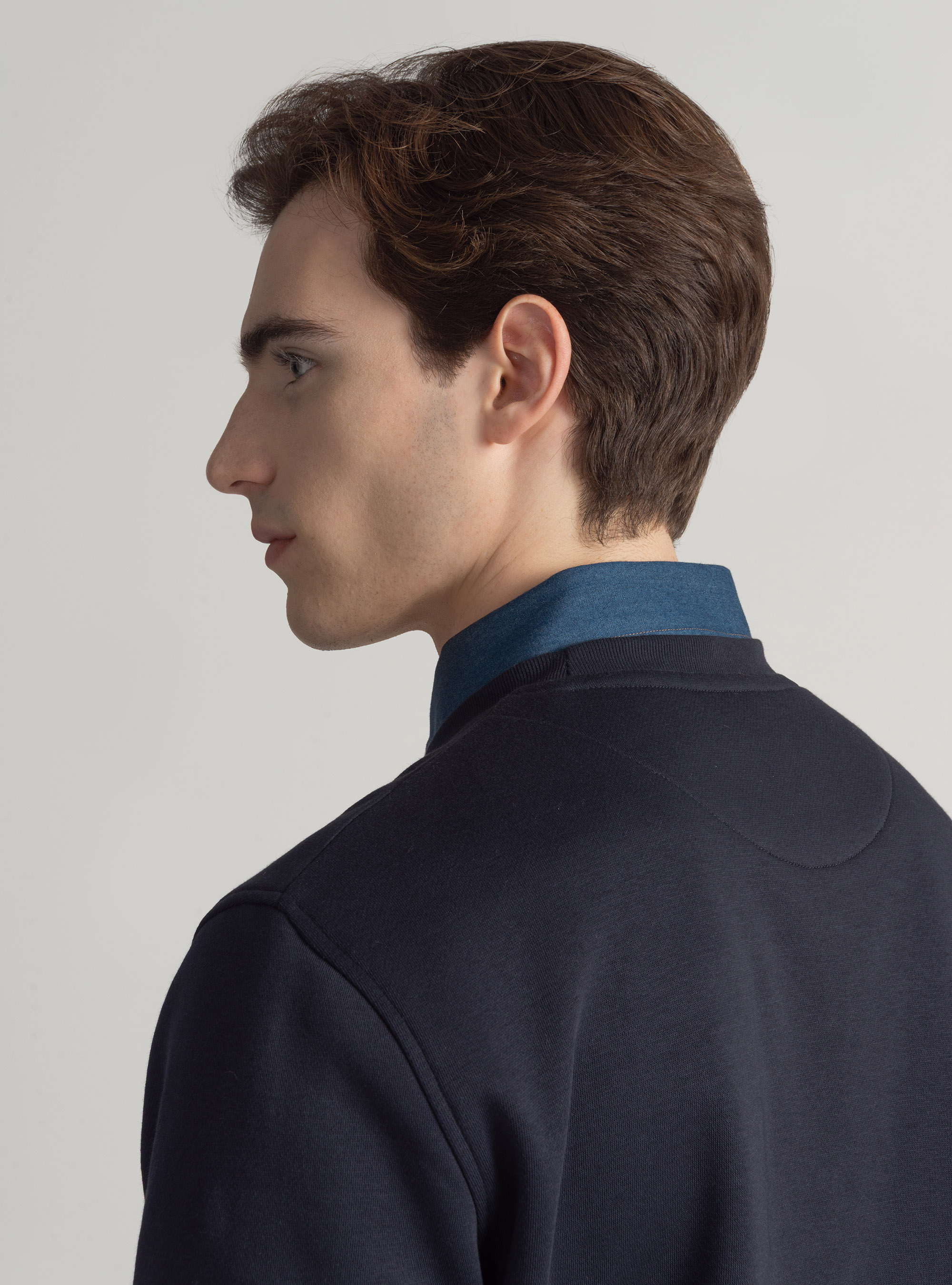 Felpa girocollo con logo gommato GT01, BLU NAVY