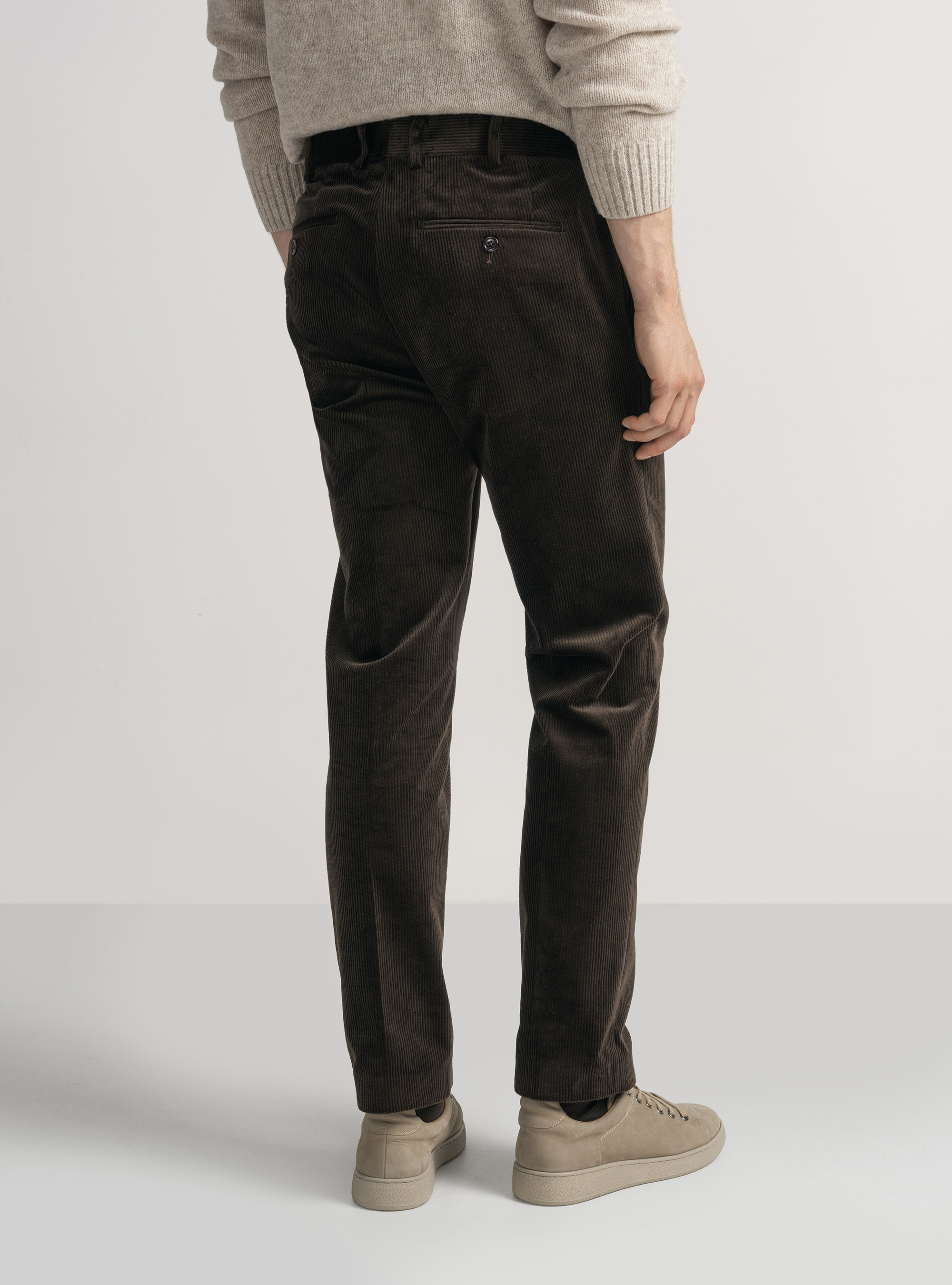 Pantaloni stretch in velluto Duca Visconti di Modrone, MARRONE