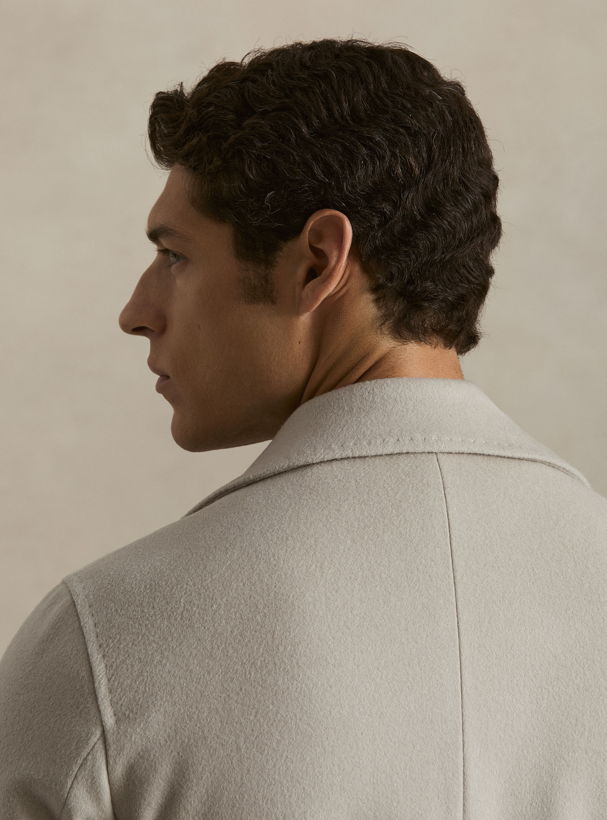 Peacoat in lana cashmere, ECRU 0536C