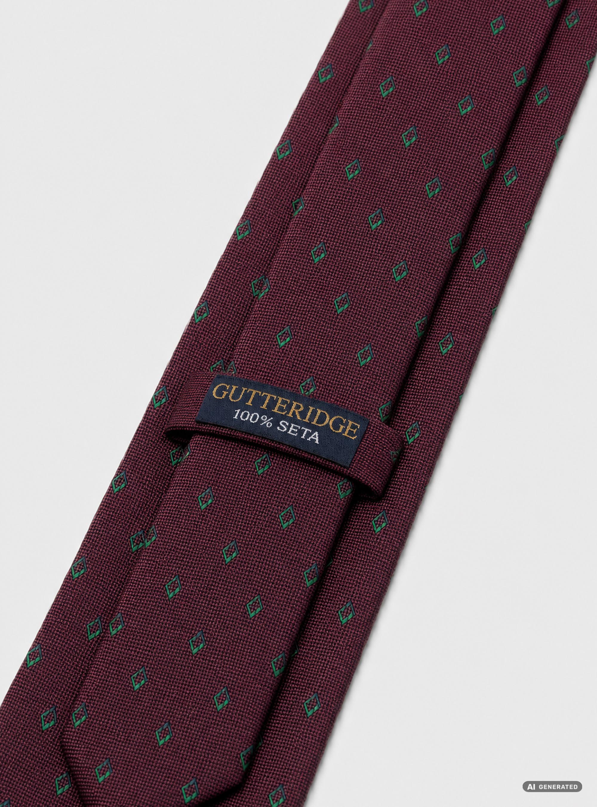 Cravatta in seta jacquard con micro fantasia rombi, BORDEAUX