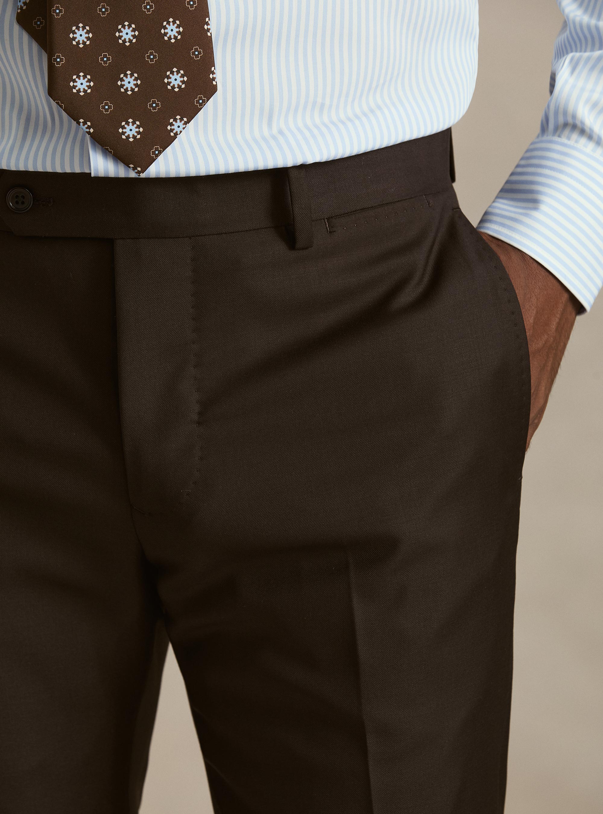 Pantaloni per abito in pura lana Vitale Barberis Canonico, MARRONE 0508C