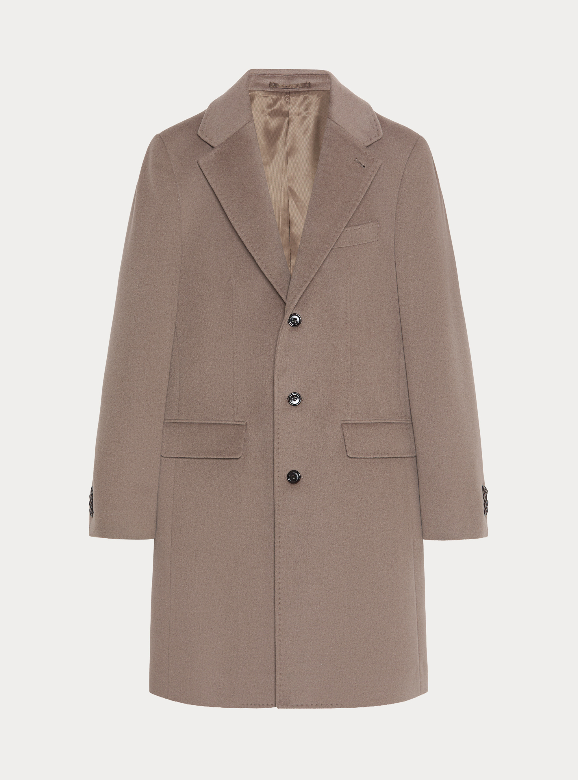 Cappotto monopetto in lana cashmere, FANGO 0555C