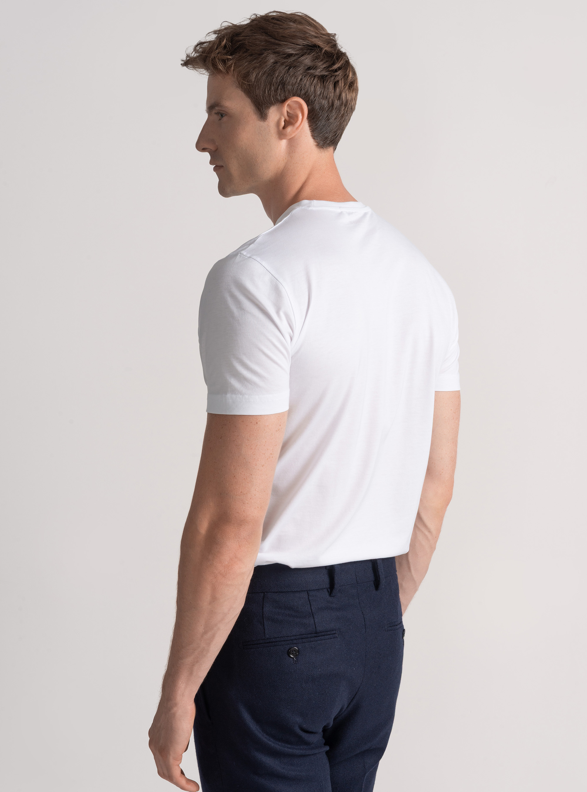 T-shirt mezza manica in cotone Supima, BIANCO