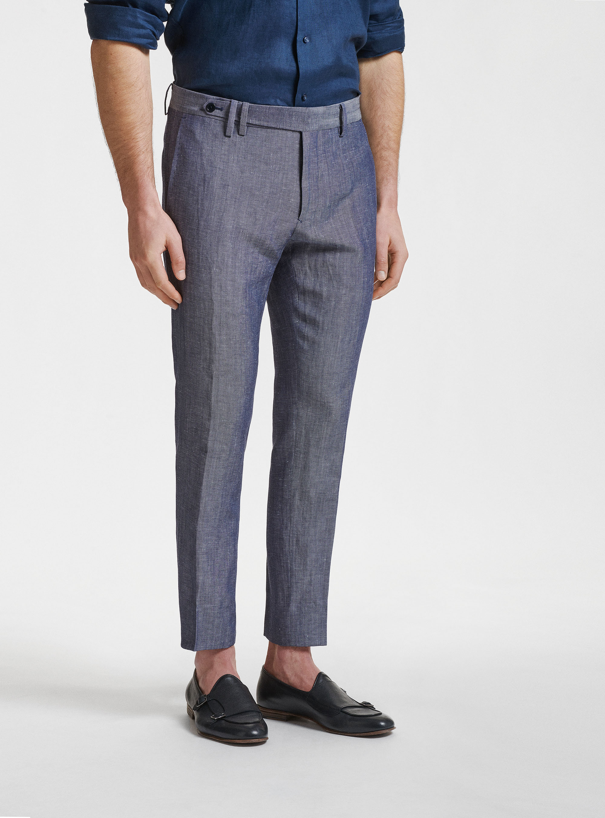 Pantaloni per abito in lana e lino DUEMILAGORI, 0243C DENIM