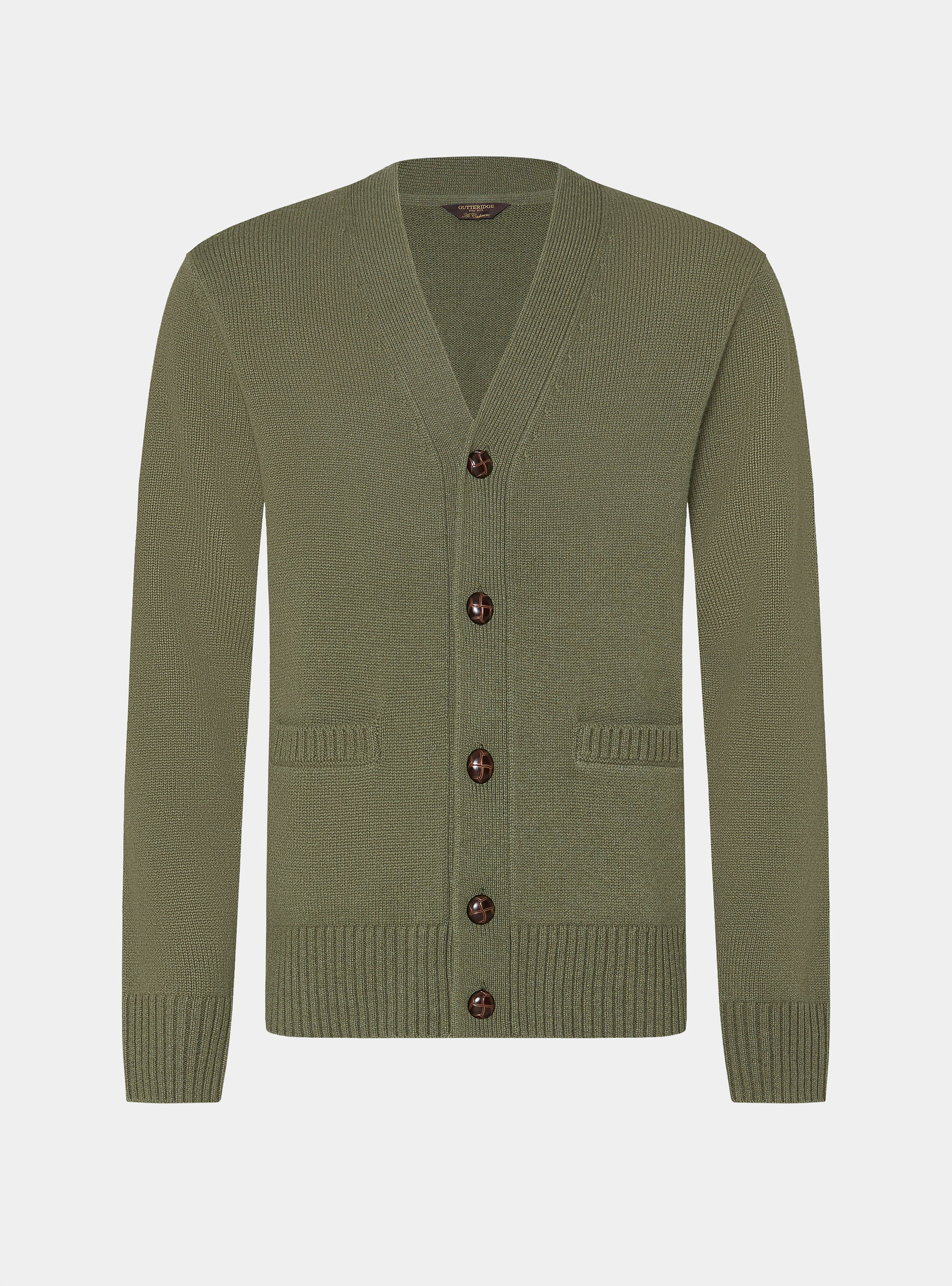 Maglia a cardigan in lana e cashmere, SALVIA 0602C