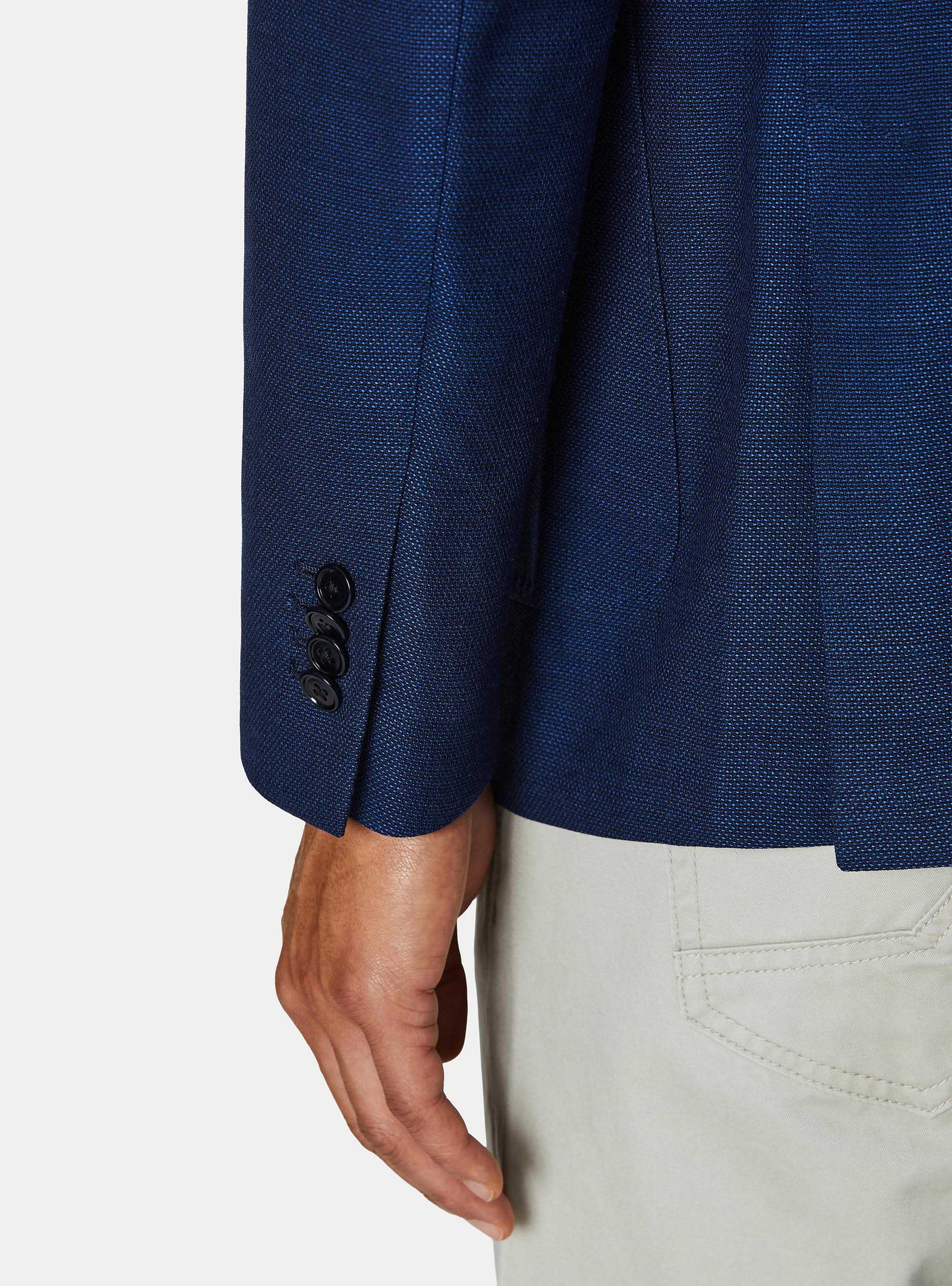 Giacca hopsack in pura lana, BLU