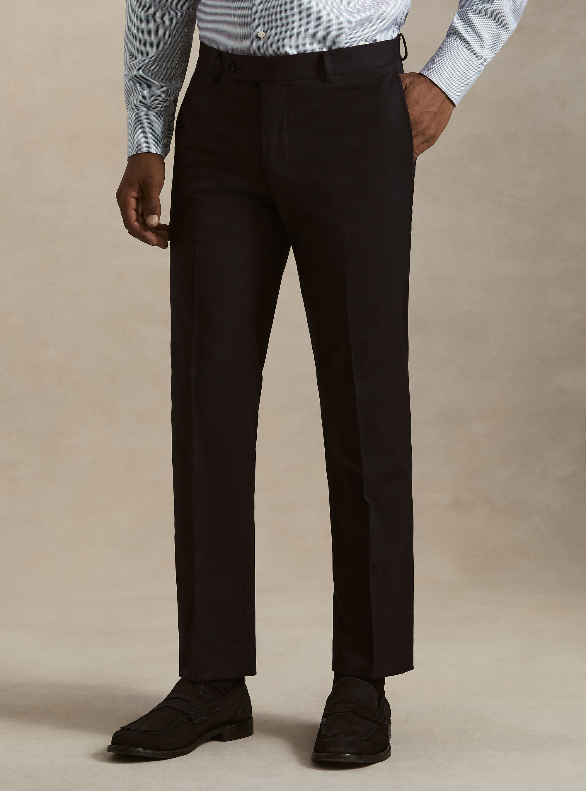 Pantaloni per abito in flanella di lana, BLU NAVY