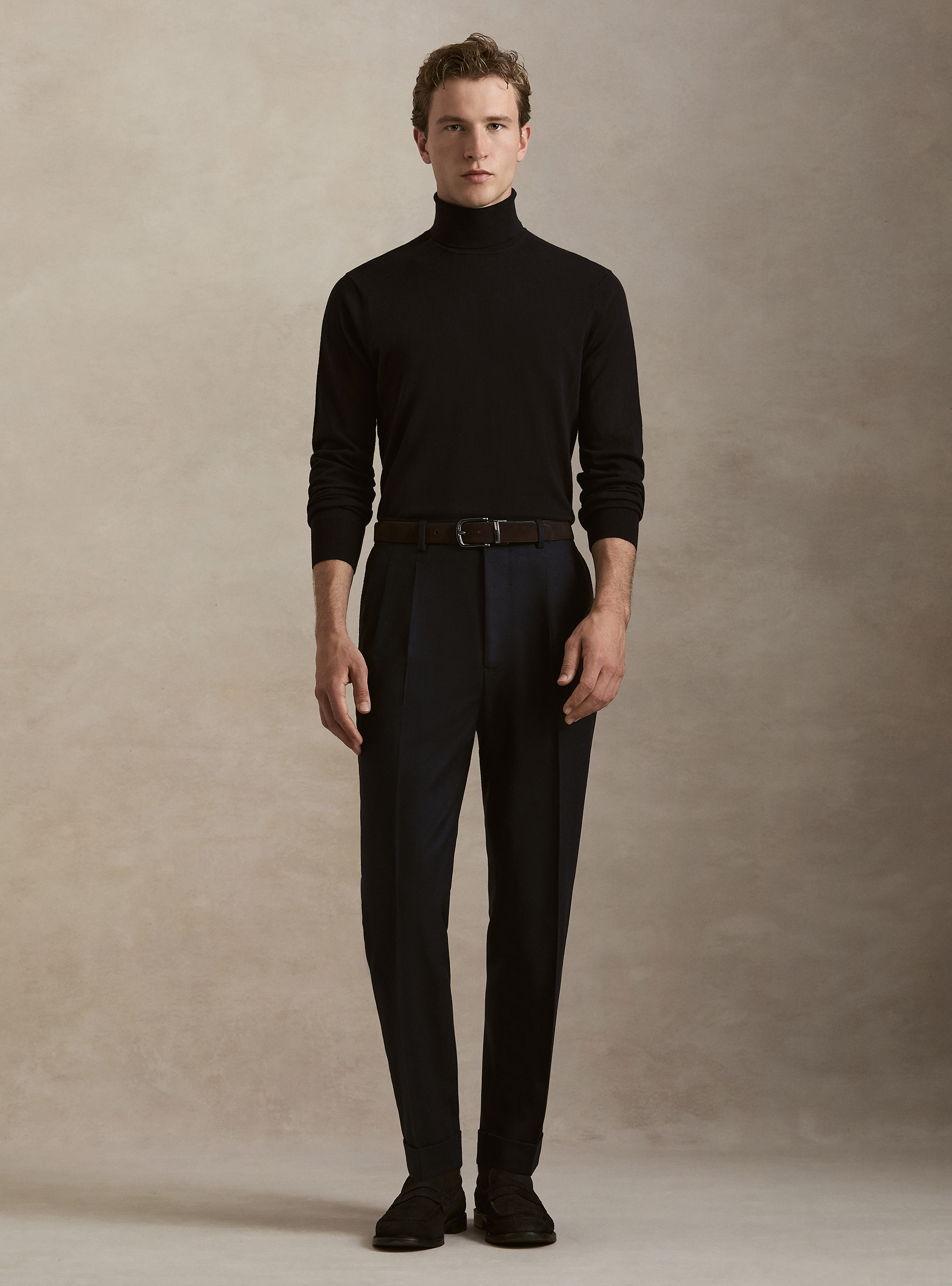 Dolcevita in cotone e cashmere, BLU NAVY