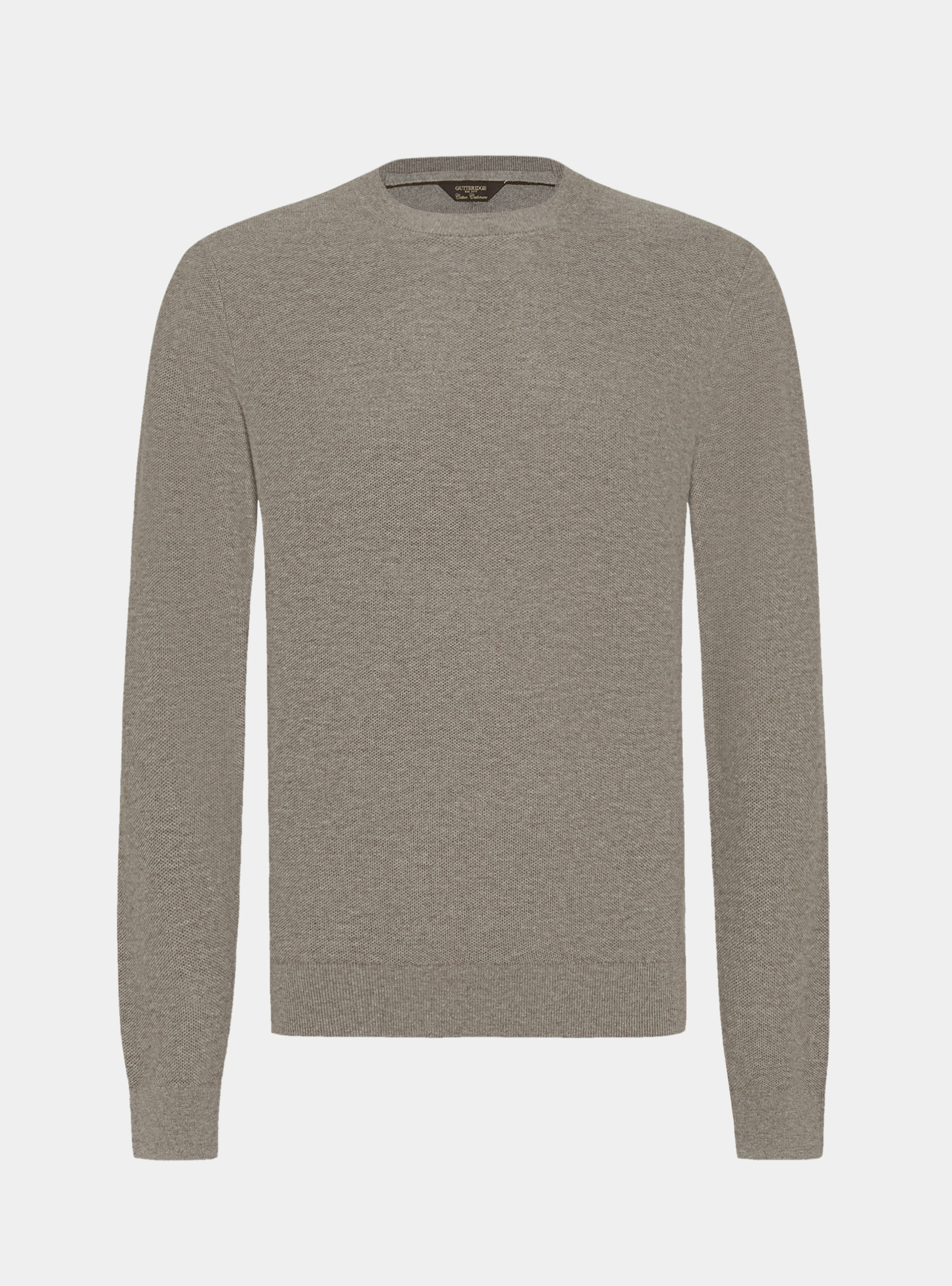 Maglia girocollo in cotone cashmere nido d'ape, FANGO