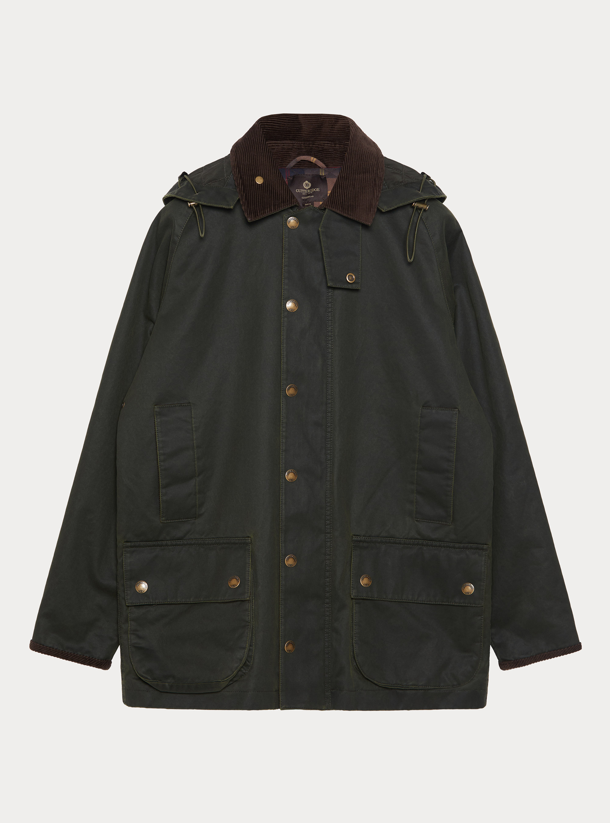 Giacca cerata in misto cotone, VERDE