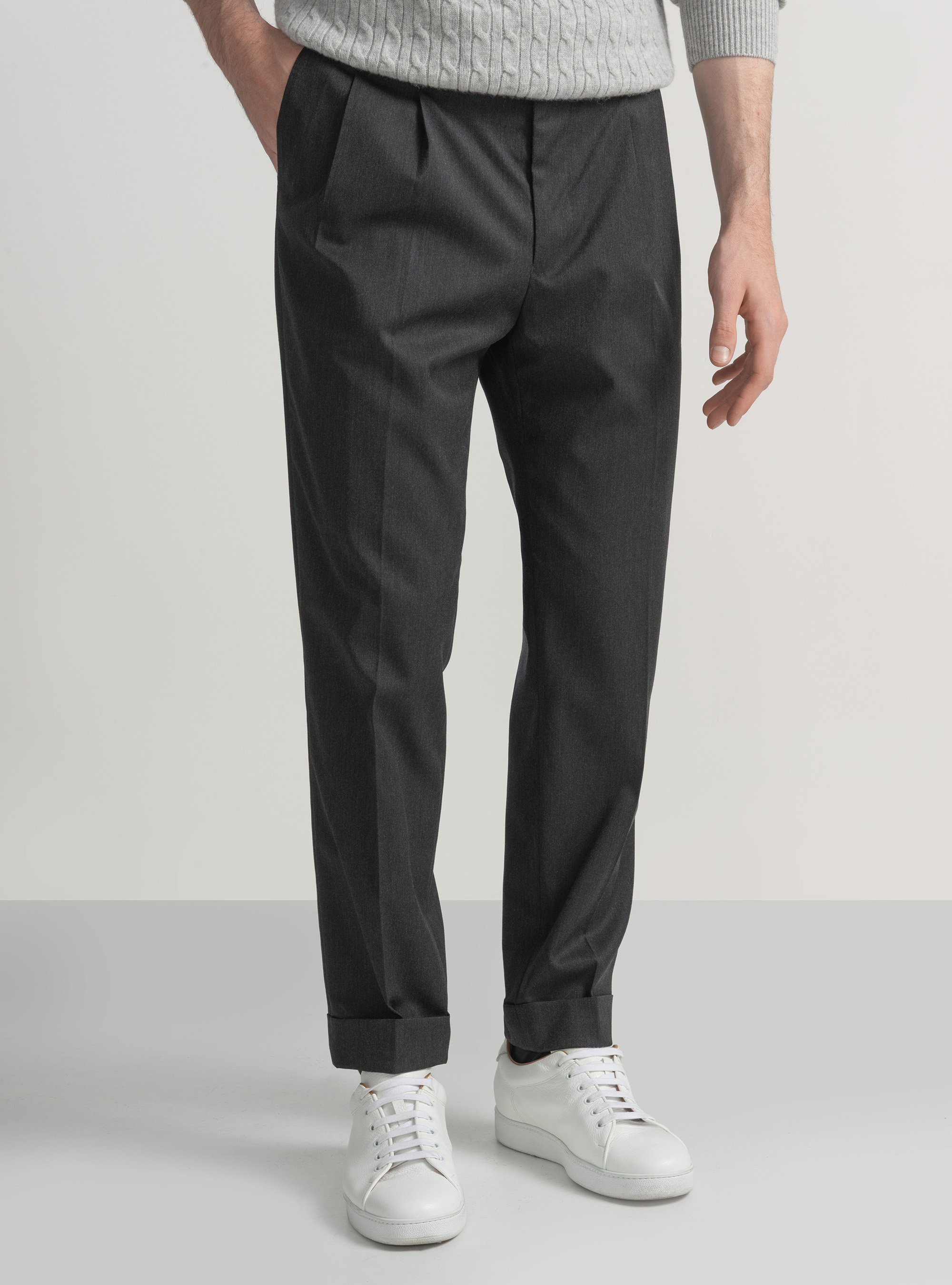 Pantaloni classici con pince, ASFALTO