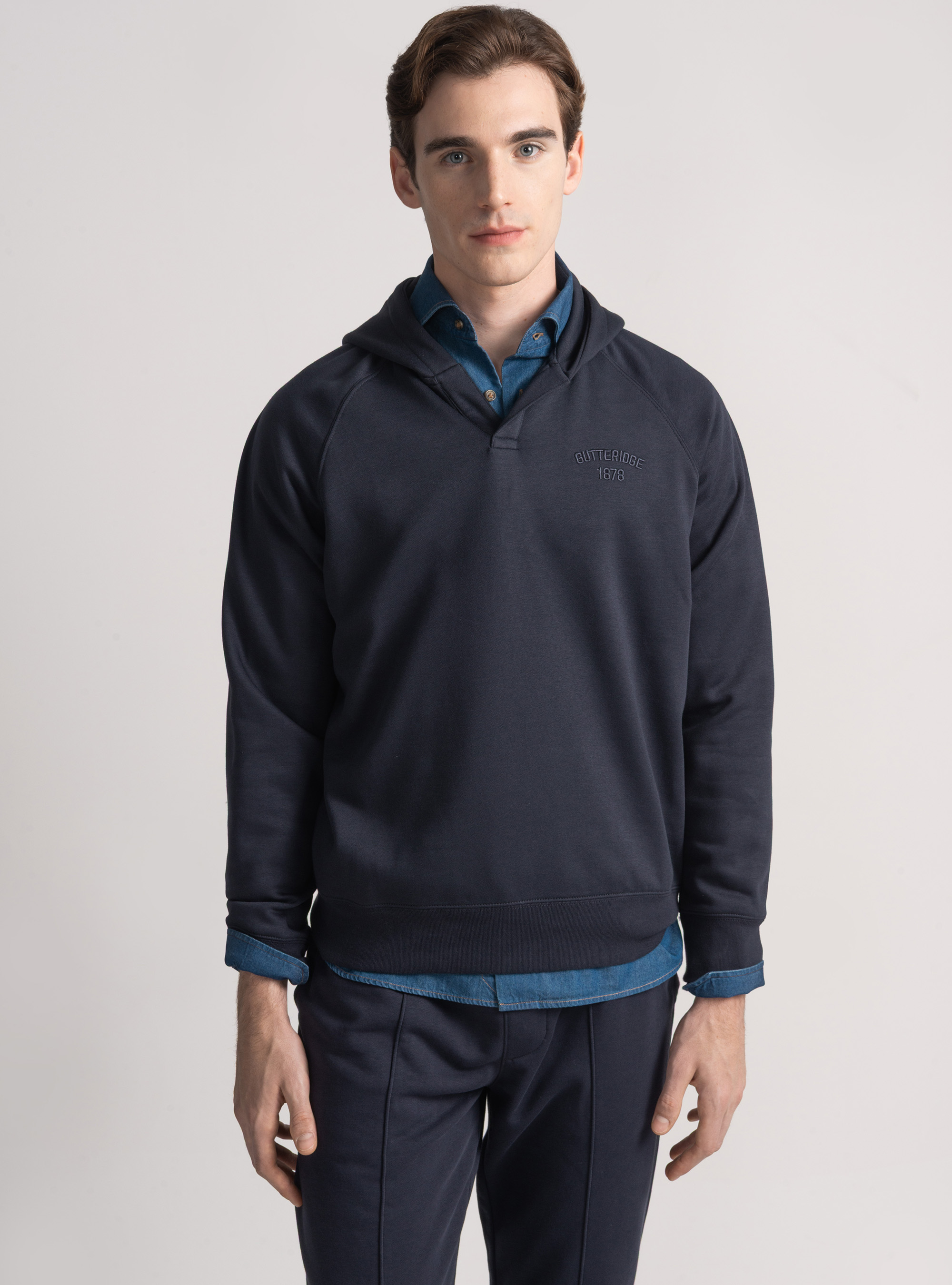 Felpa GT01 con cappuccio in misto cotone, BLU NAVY