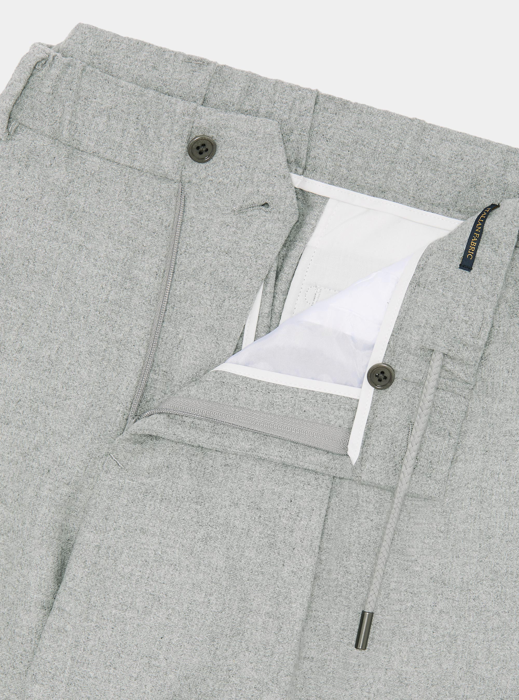 Pantaloni leggeri con pince e coulisse in misto lana, GRIGIO CHIARO