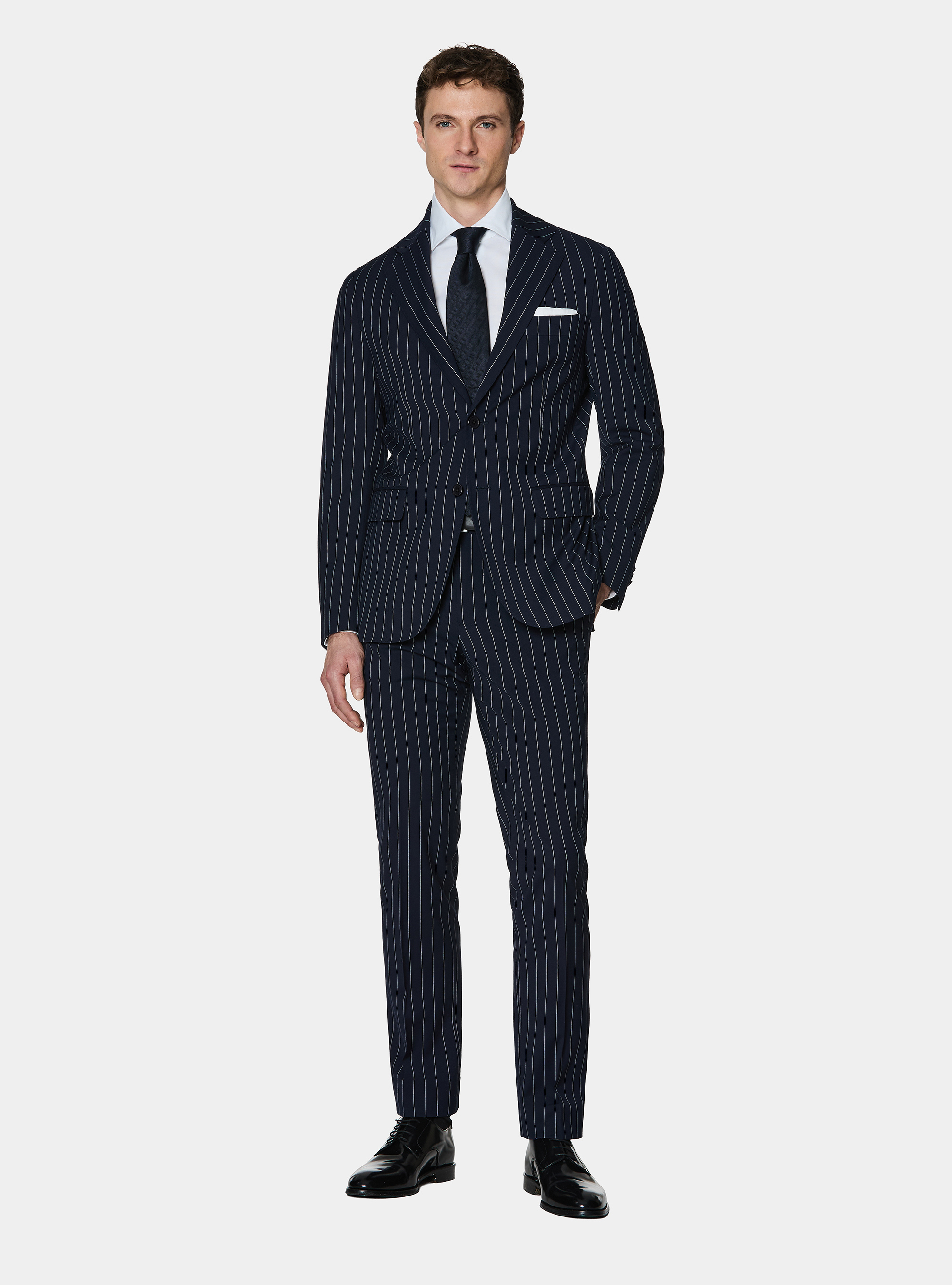 Giacca abito monopetto gessato, BLU NAVY