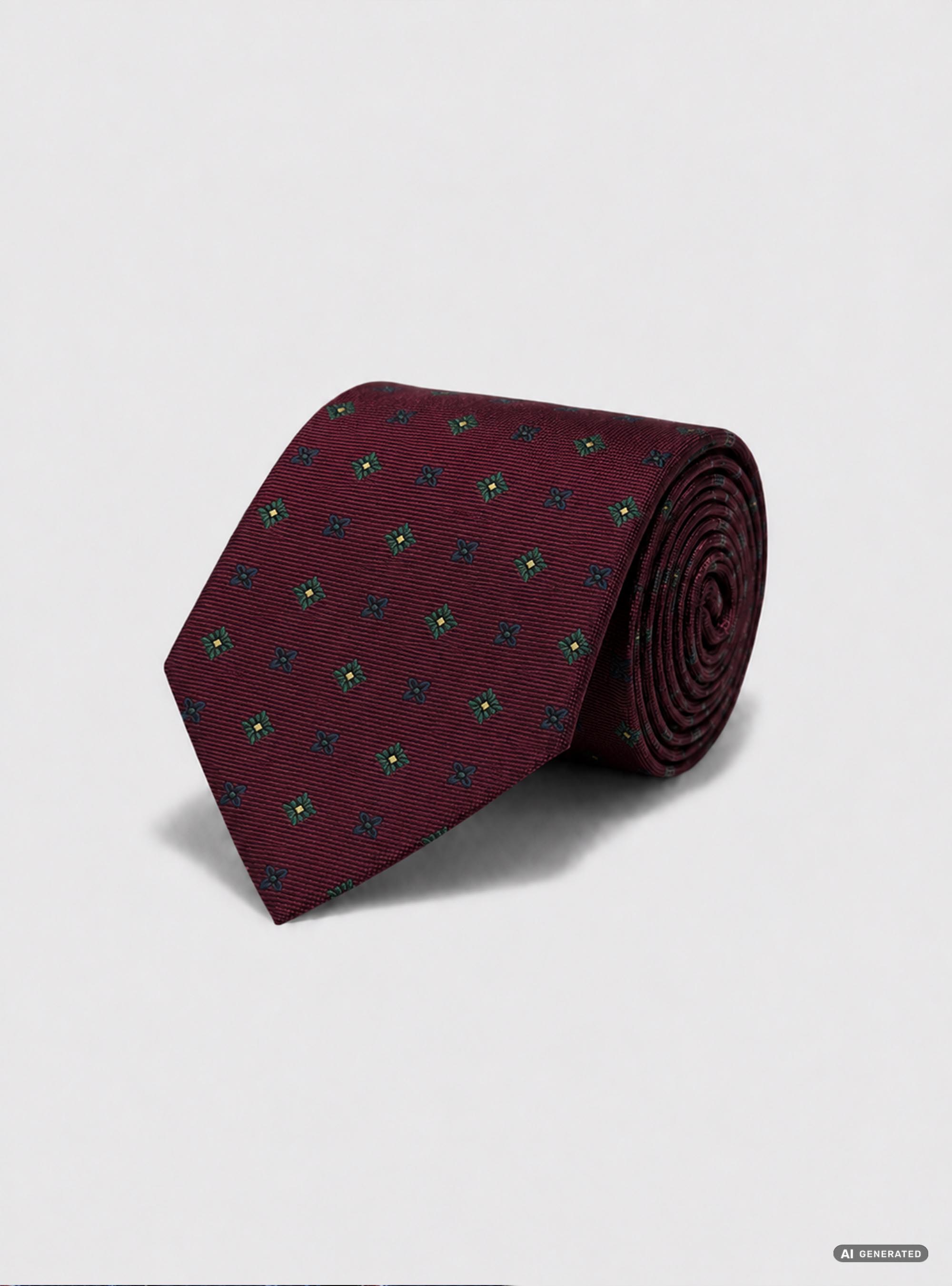 Cravatta in seta jacquard con micro fantasia fiori, BORDEAUX