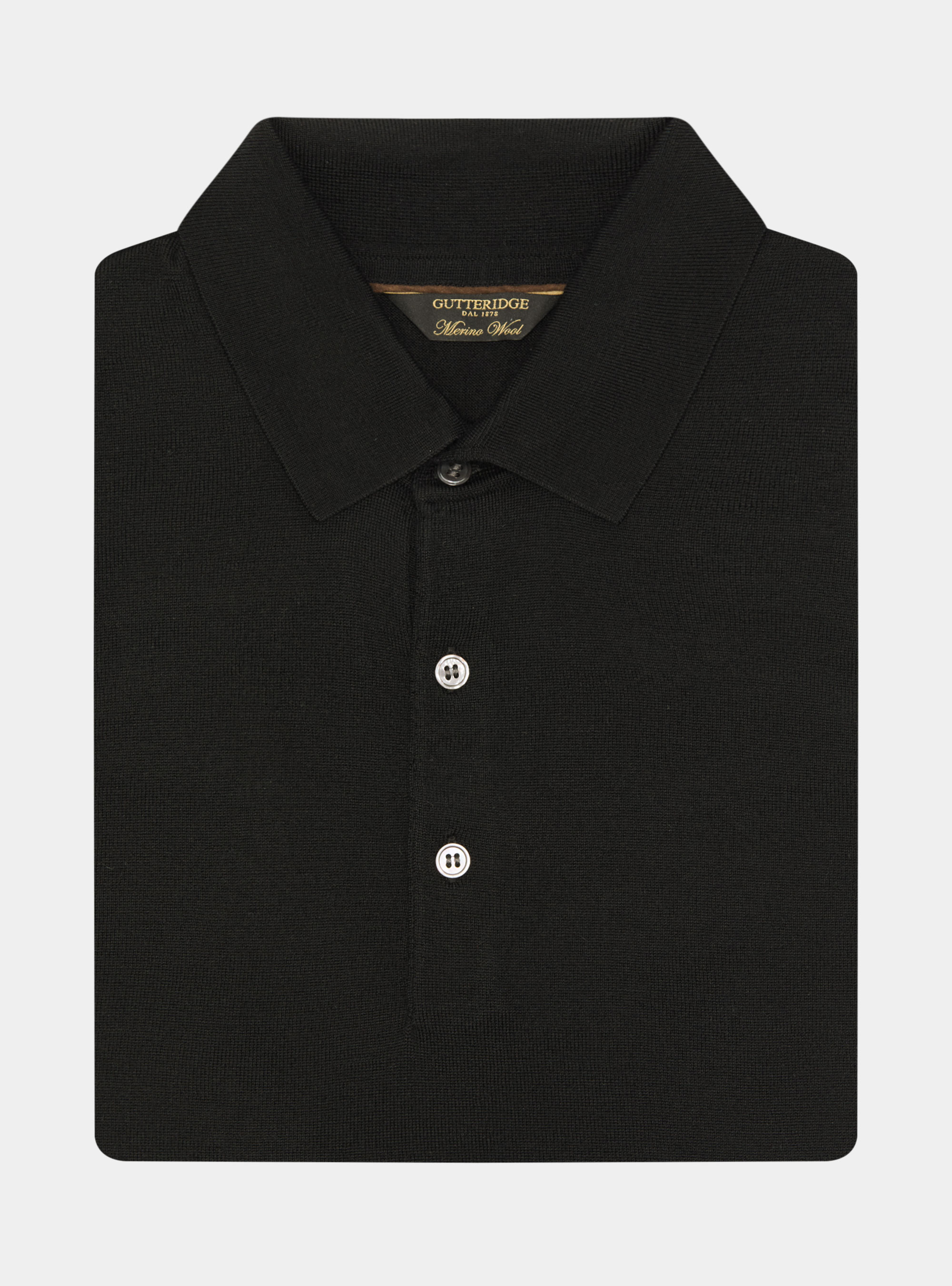 Polo in maglia in lana merino extrafine, NERO