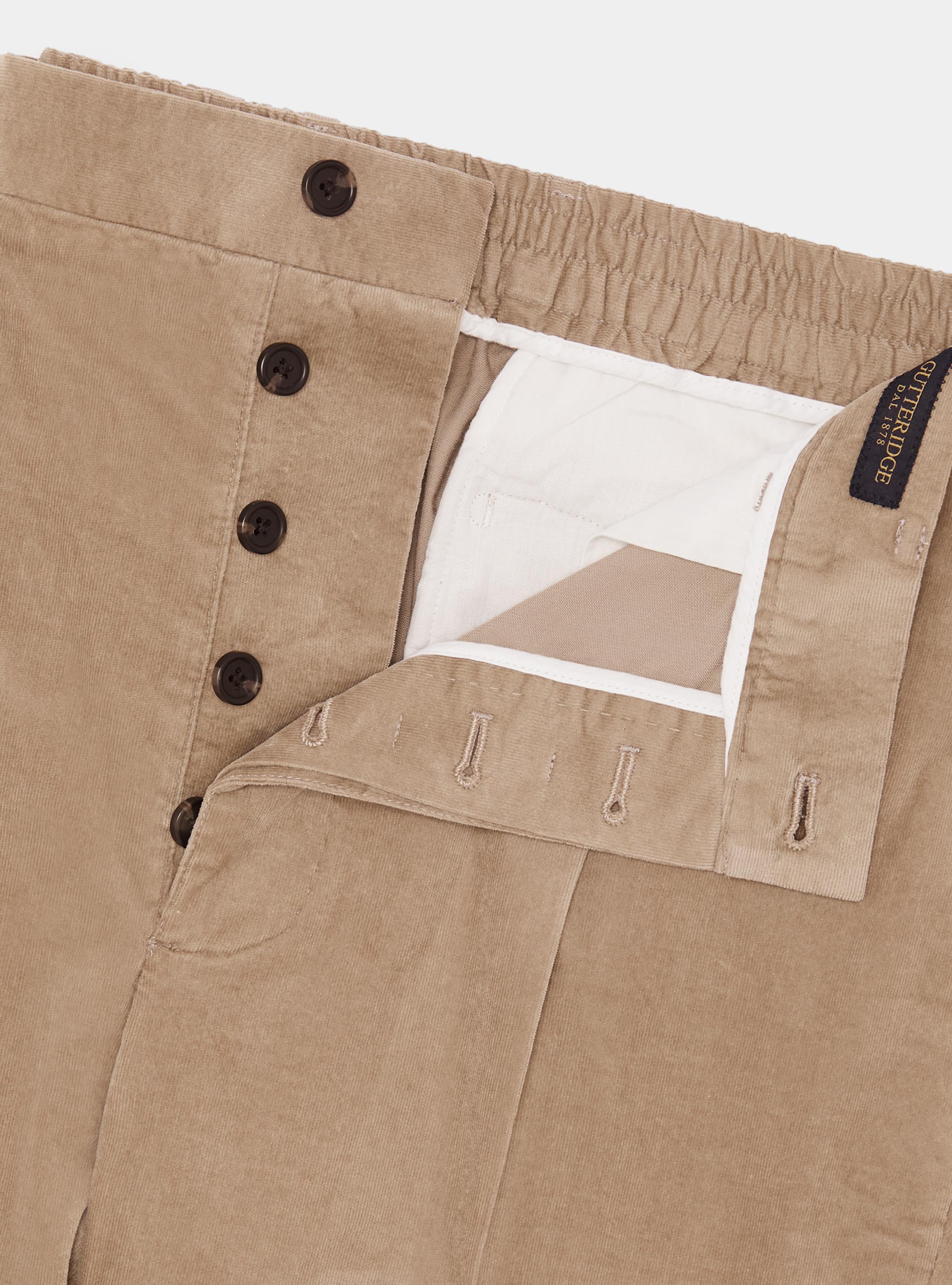 Pantaloni con elastico in velluto millerighe, SABBIA
