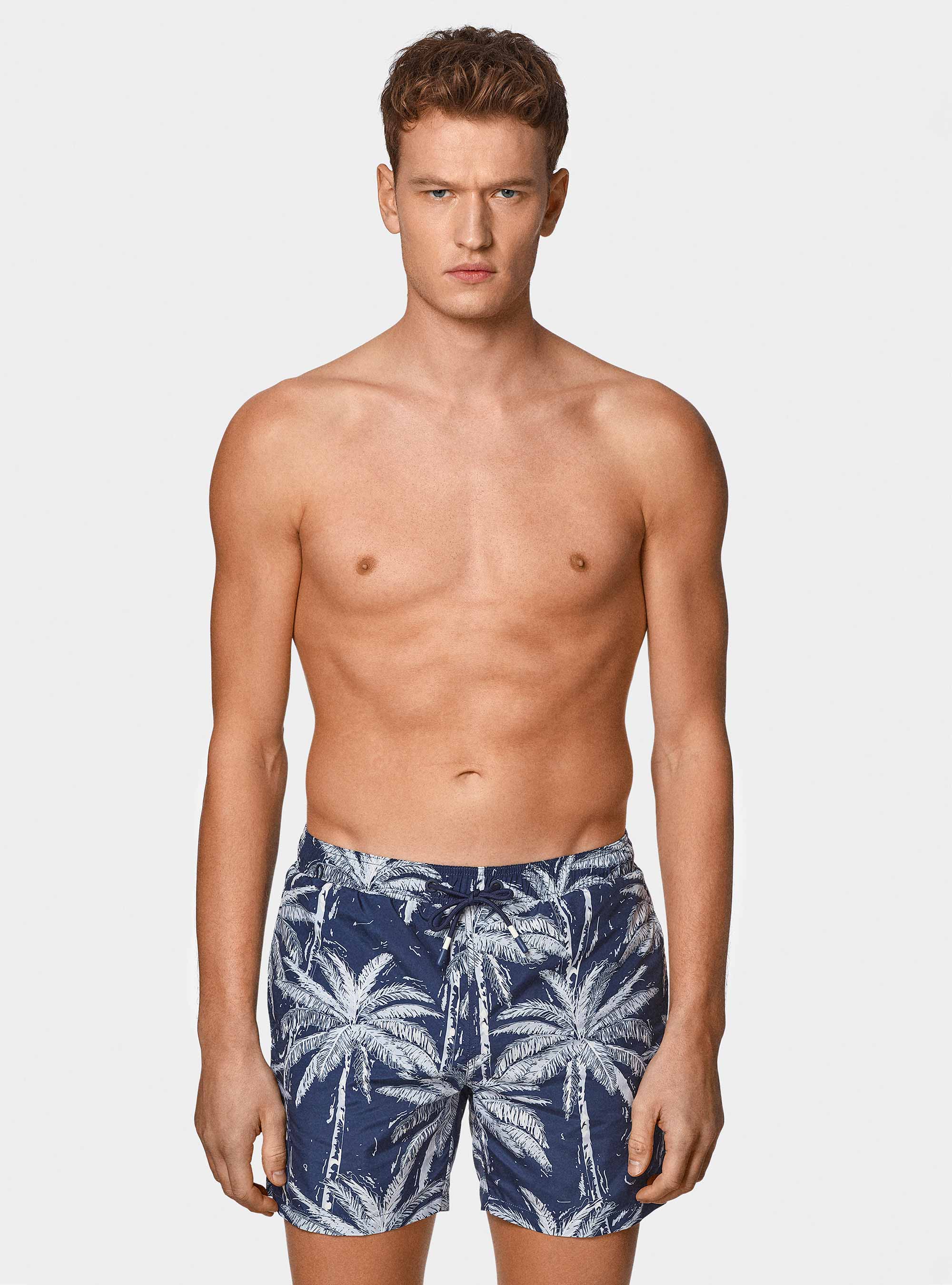 Costume da bagno stampa palme, BLU NAVY