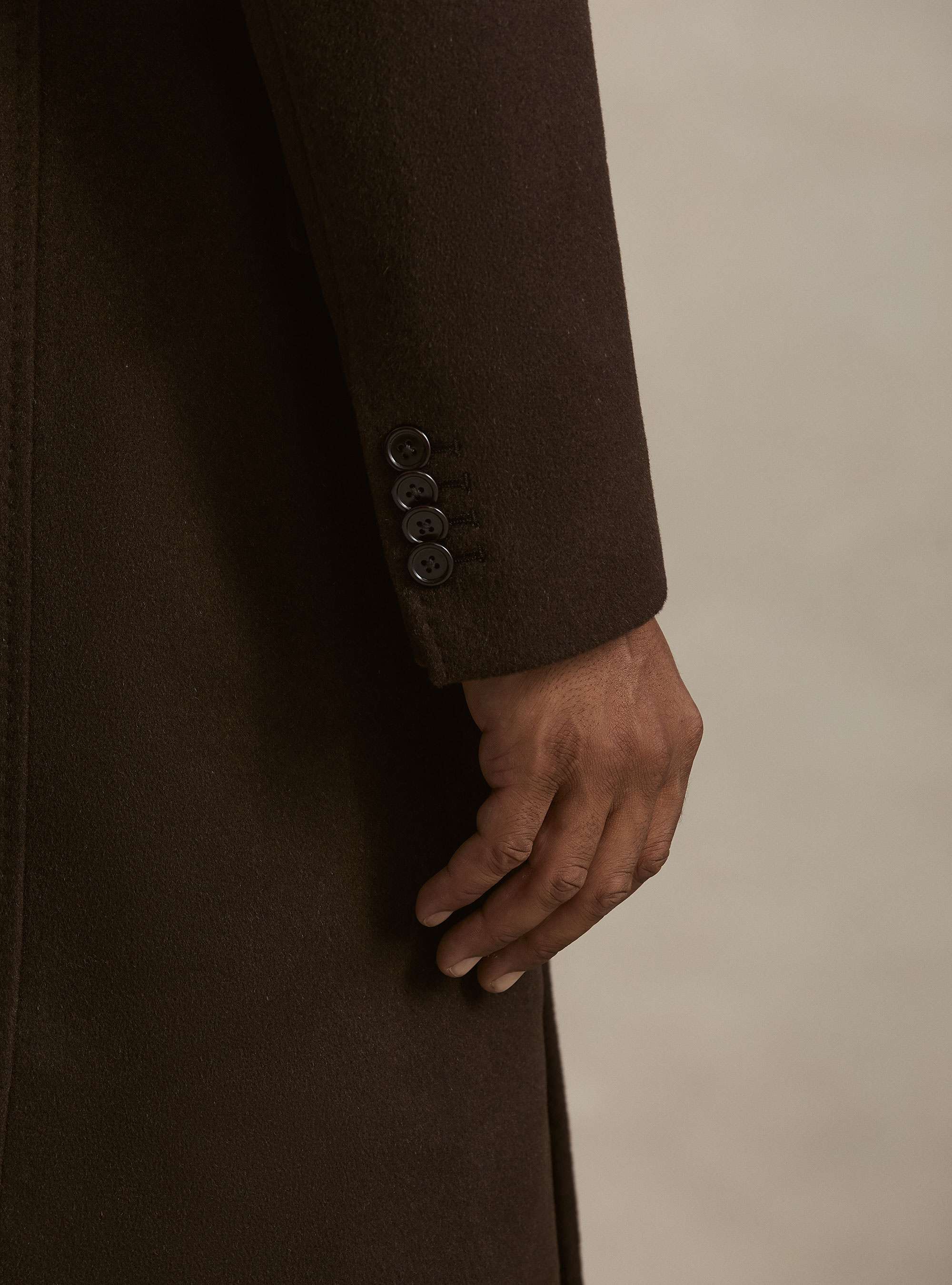 Cappotto doppiopetto in misto cashmere, MARRONE