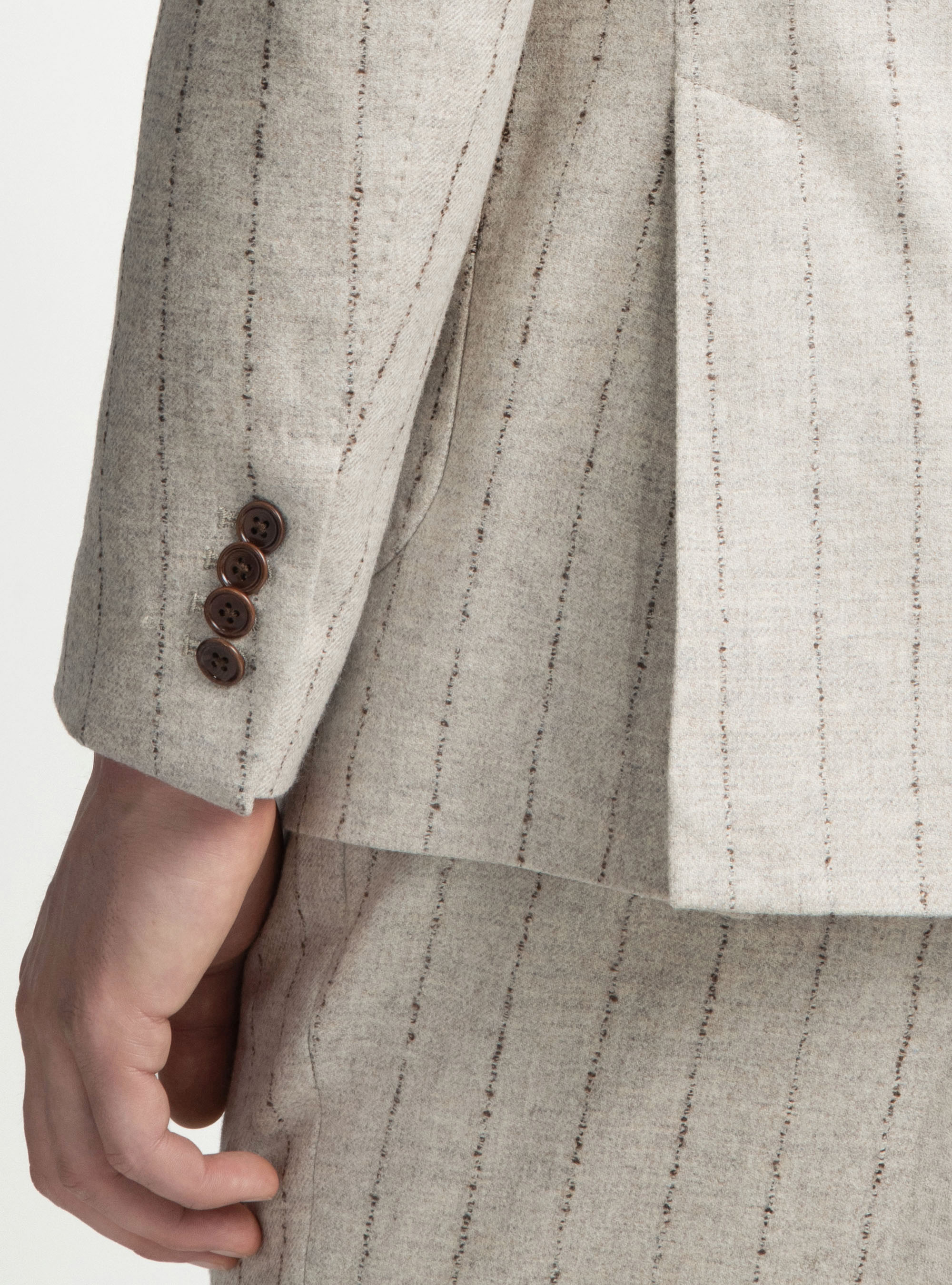 Giacca per abito gessato in lana cashmere, ECRU