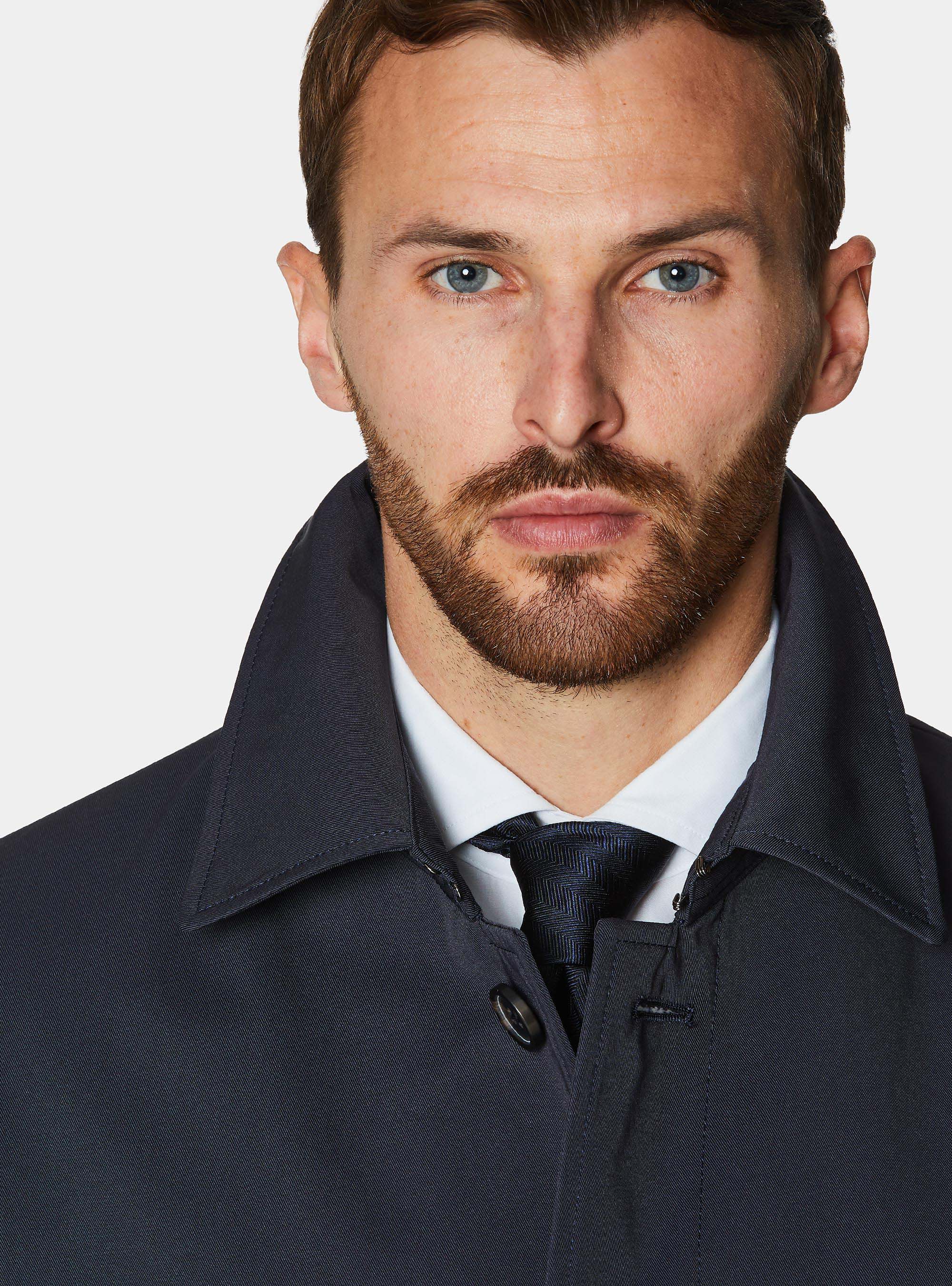 Impermeabile monopetto in misto cotone, BLU NAVY