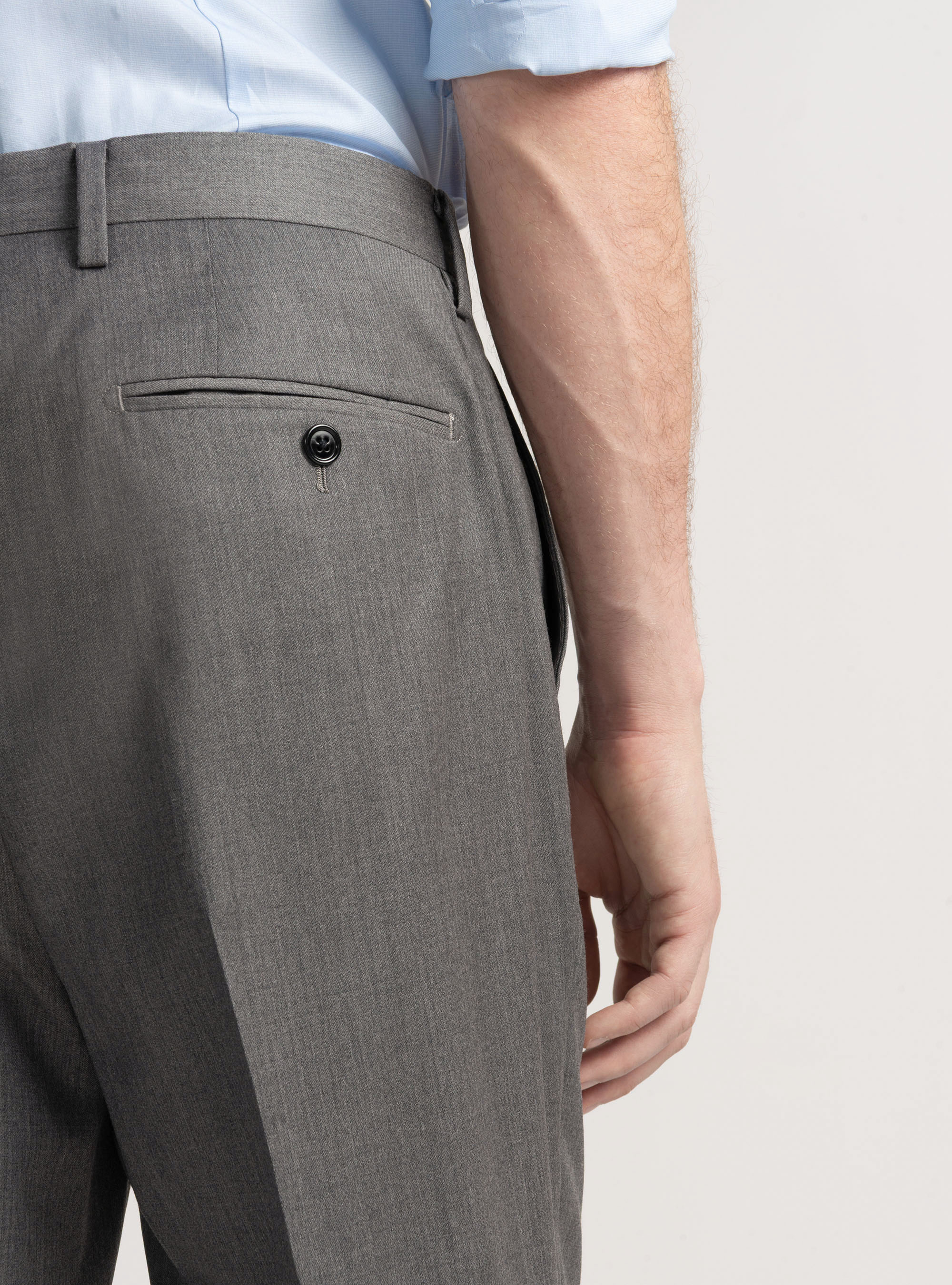 Pantaloni con pince per abito doppiopetto in lana reda superfine 110's, GRIGIO CHIARO