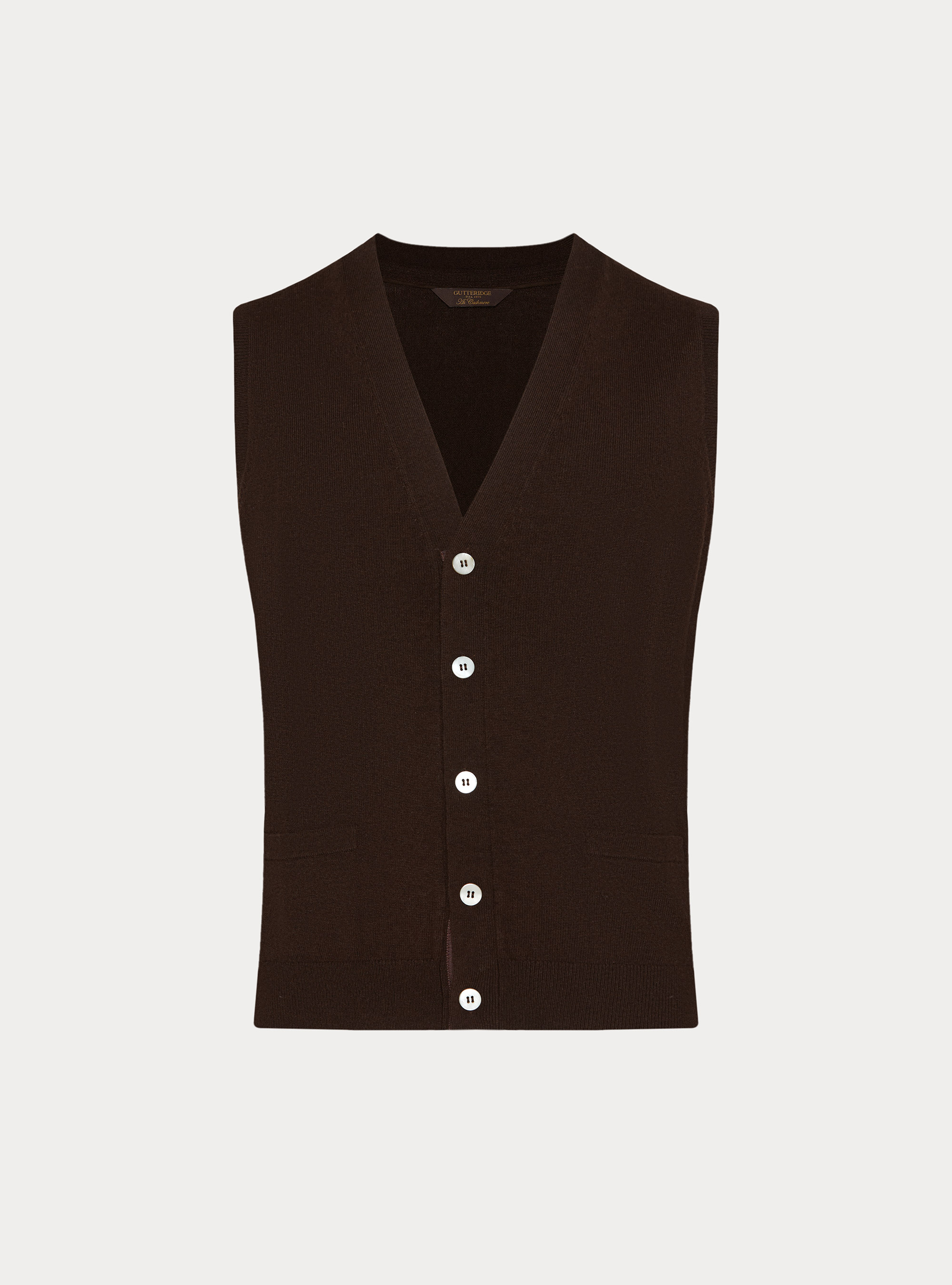 Gilet in maglia in lambswool e cashmere, MARRONE